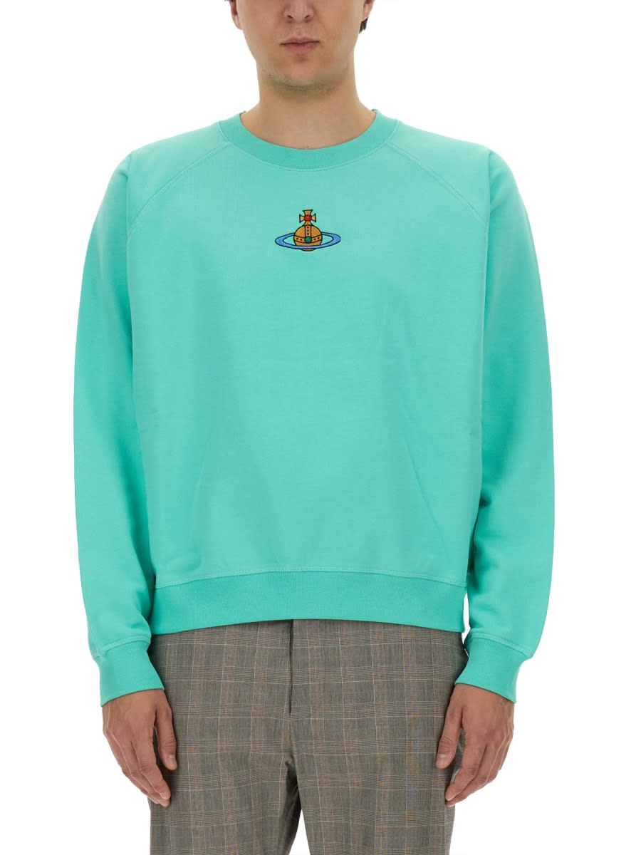 Shop Vivienne Westwood Sweatshirt With Logo In Azure