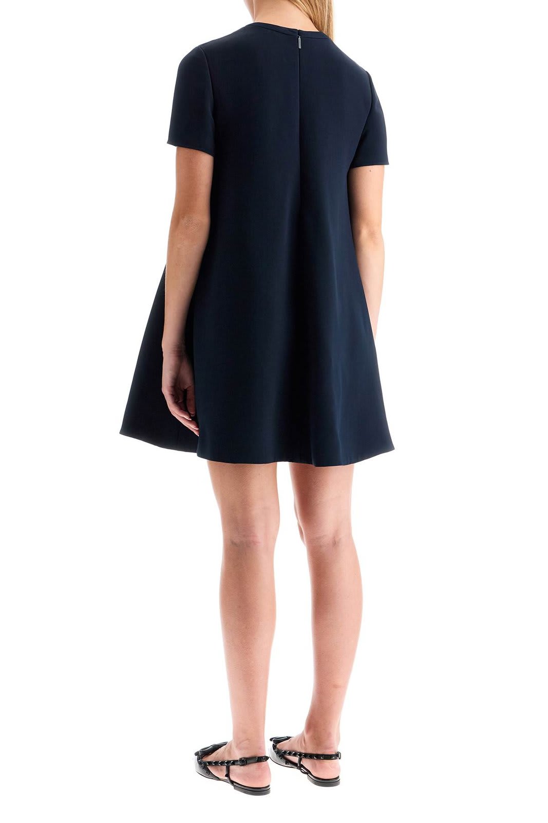 Shop Valentino Strucutred Couture Crewneck Straight Hem Dress In Blue