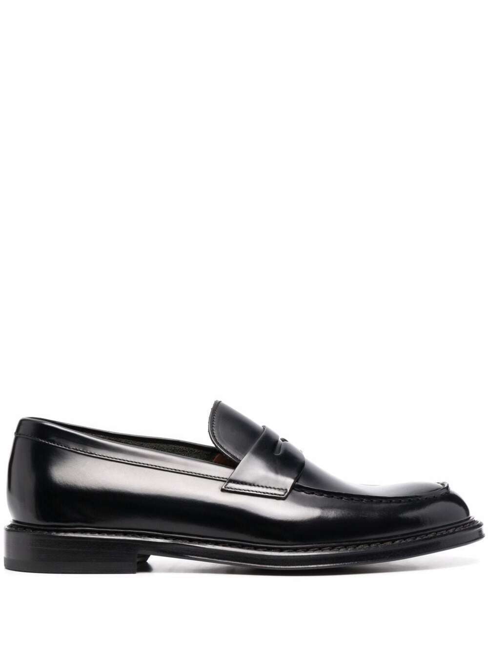 Shop Doucal's Black Slip-on Loafers With Round Toe In Patent Leather Man In Nero