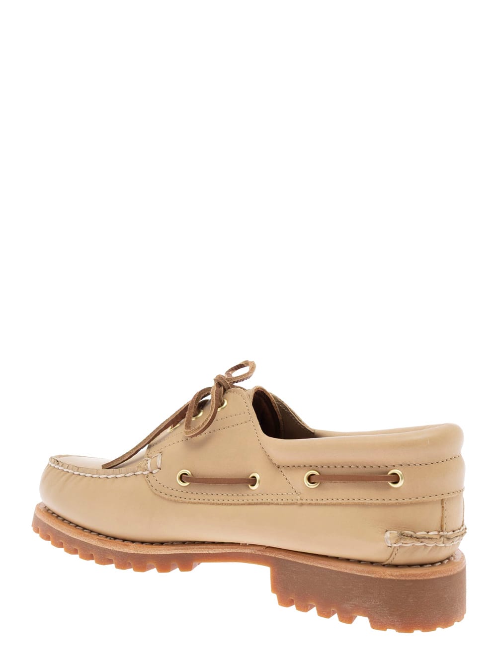 Timberland Beige Loafers With Round Toe And Contrasting Stitching In Leather Man In Multi
