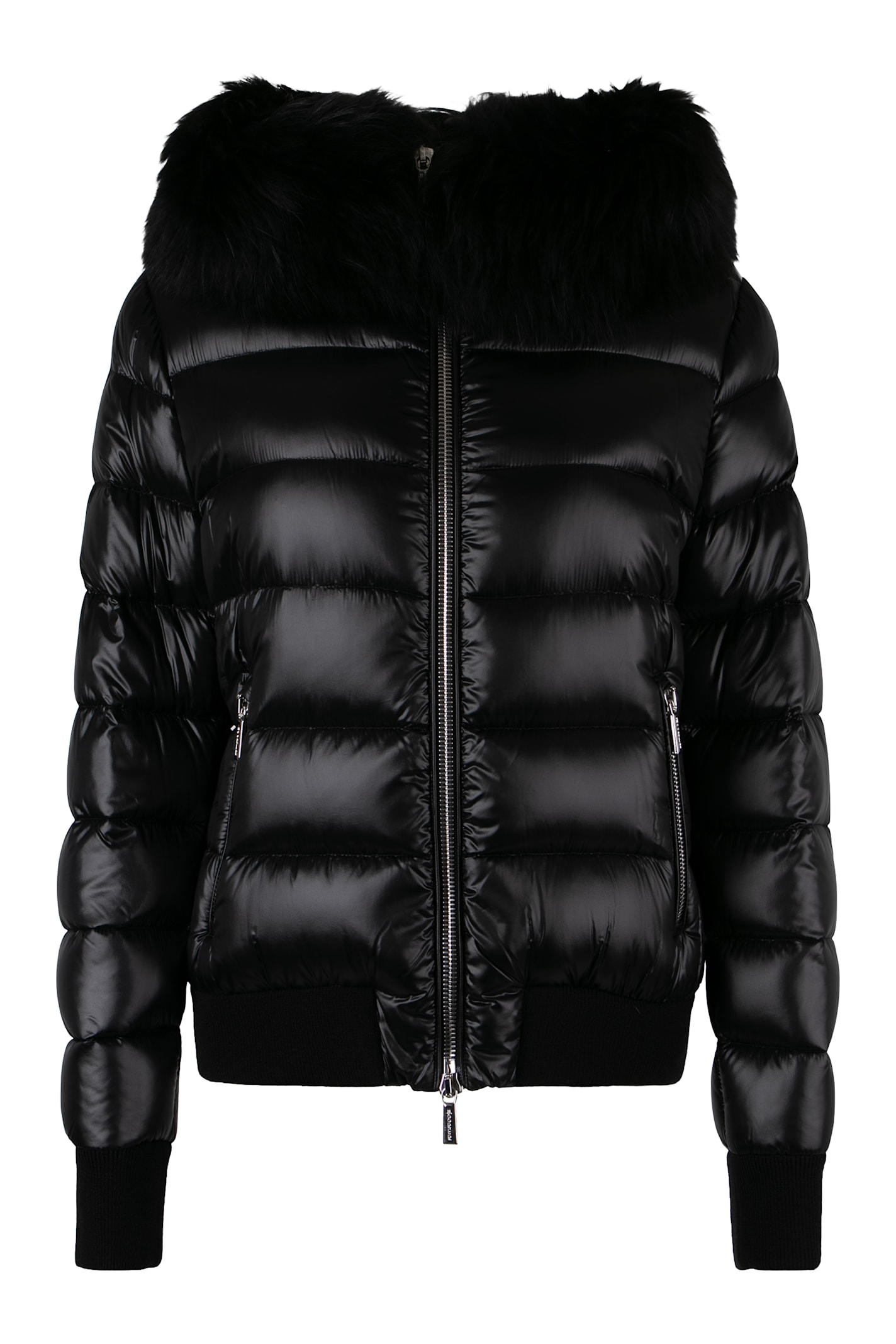 Moorer Barrel Hooded Short Down Jacket In Black