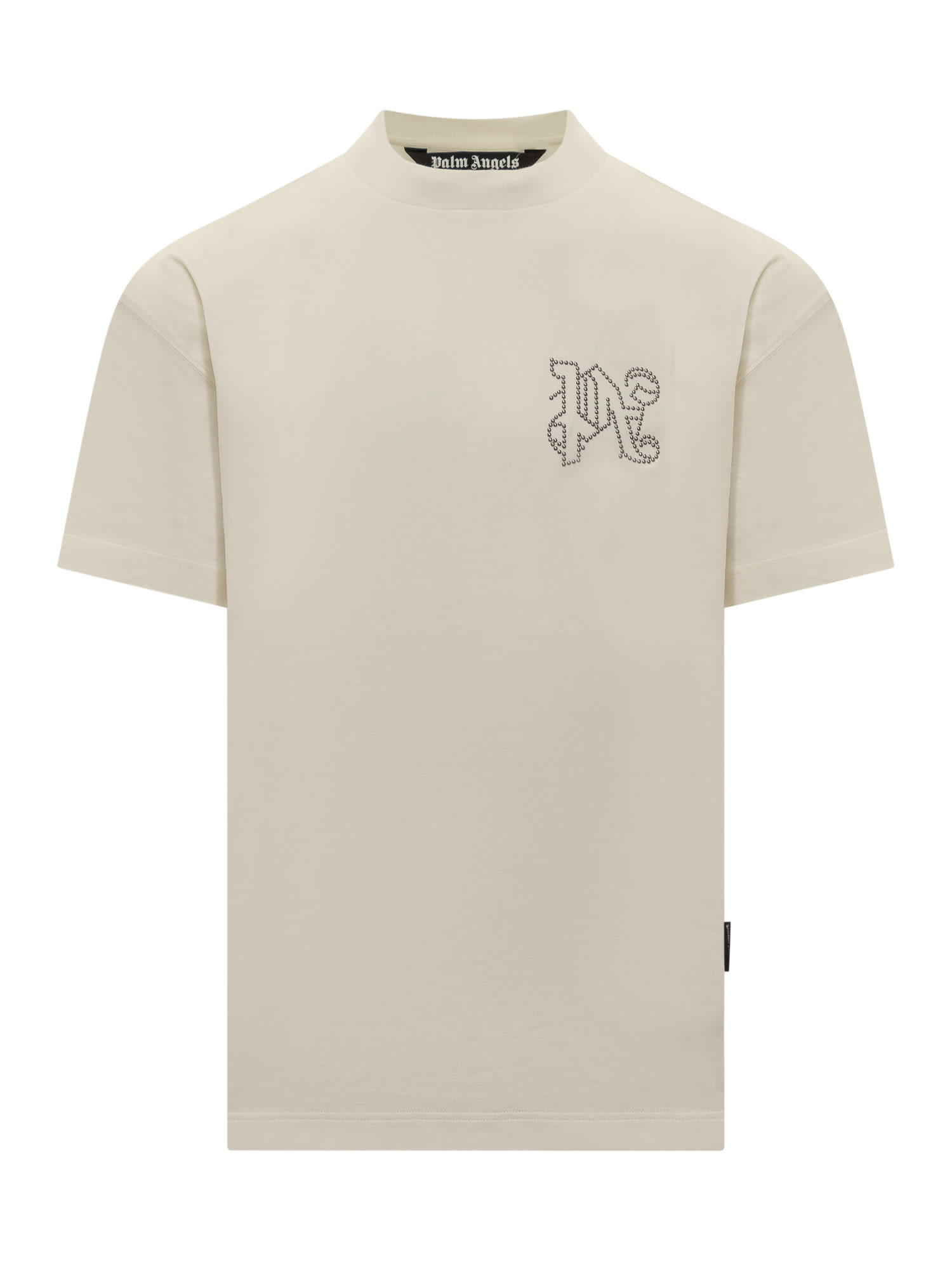 Shop Palm Angels T-shirt With  Monogram In Off White Gunmetal