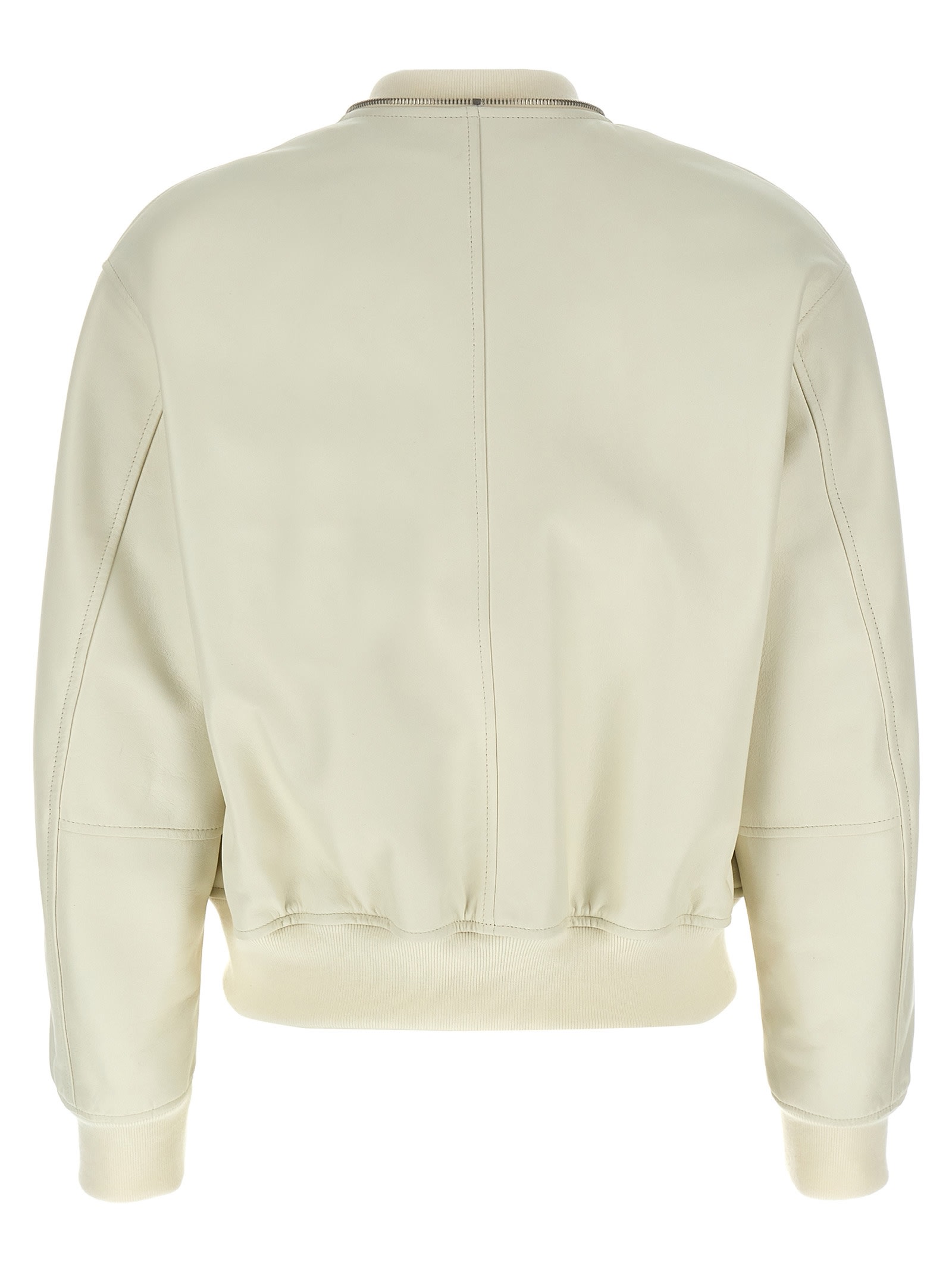 Jil Sander Leather Bomber Jacket Casual Jackets And Parka White In White