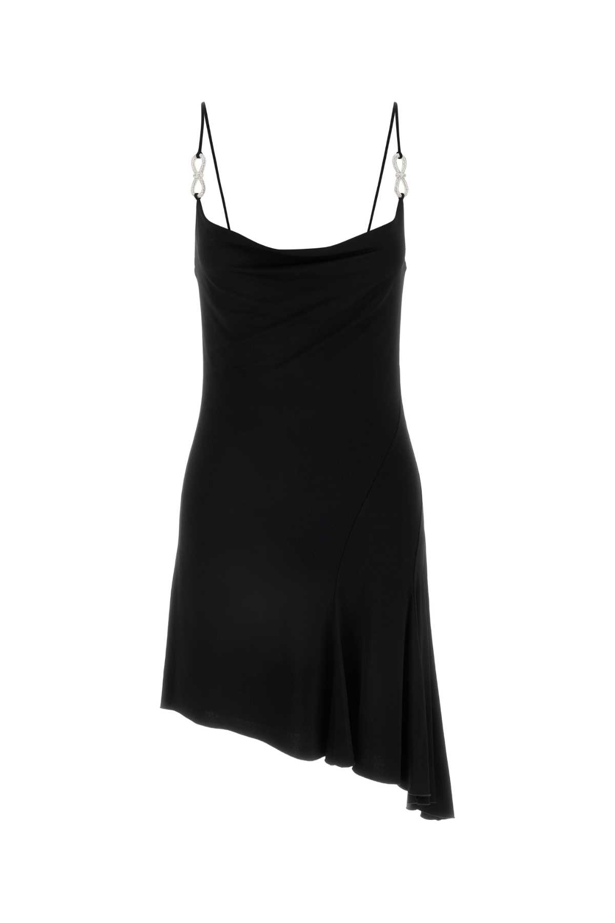 Black Stretch Viscose Blend Mini Dress