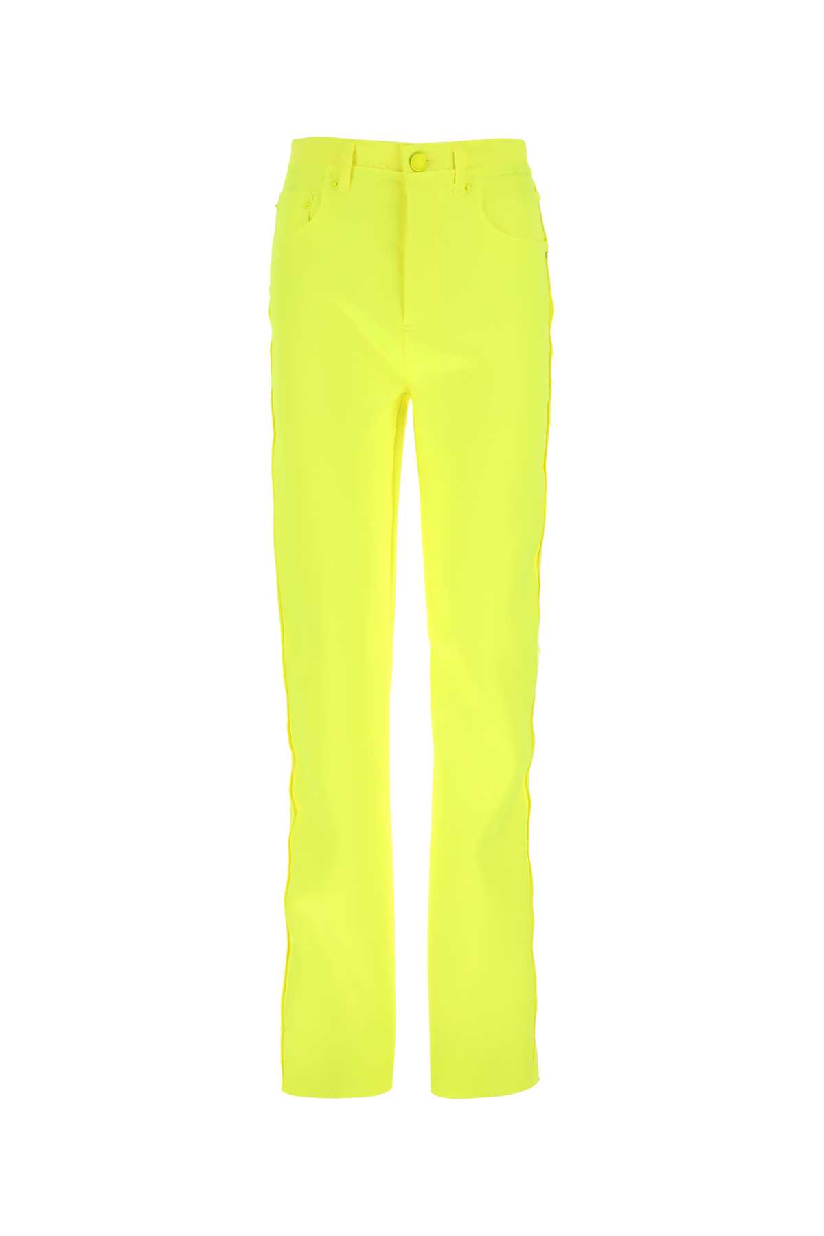 Shop Sportmax Fluo Yellow Satin Egemone Pant