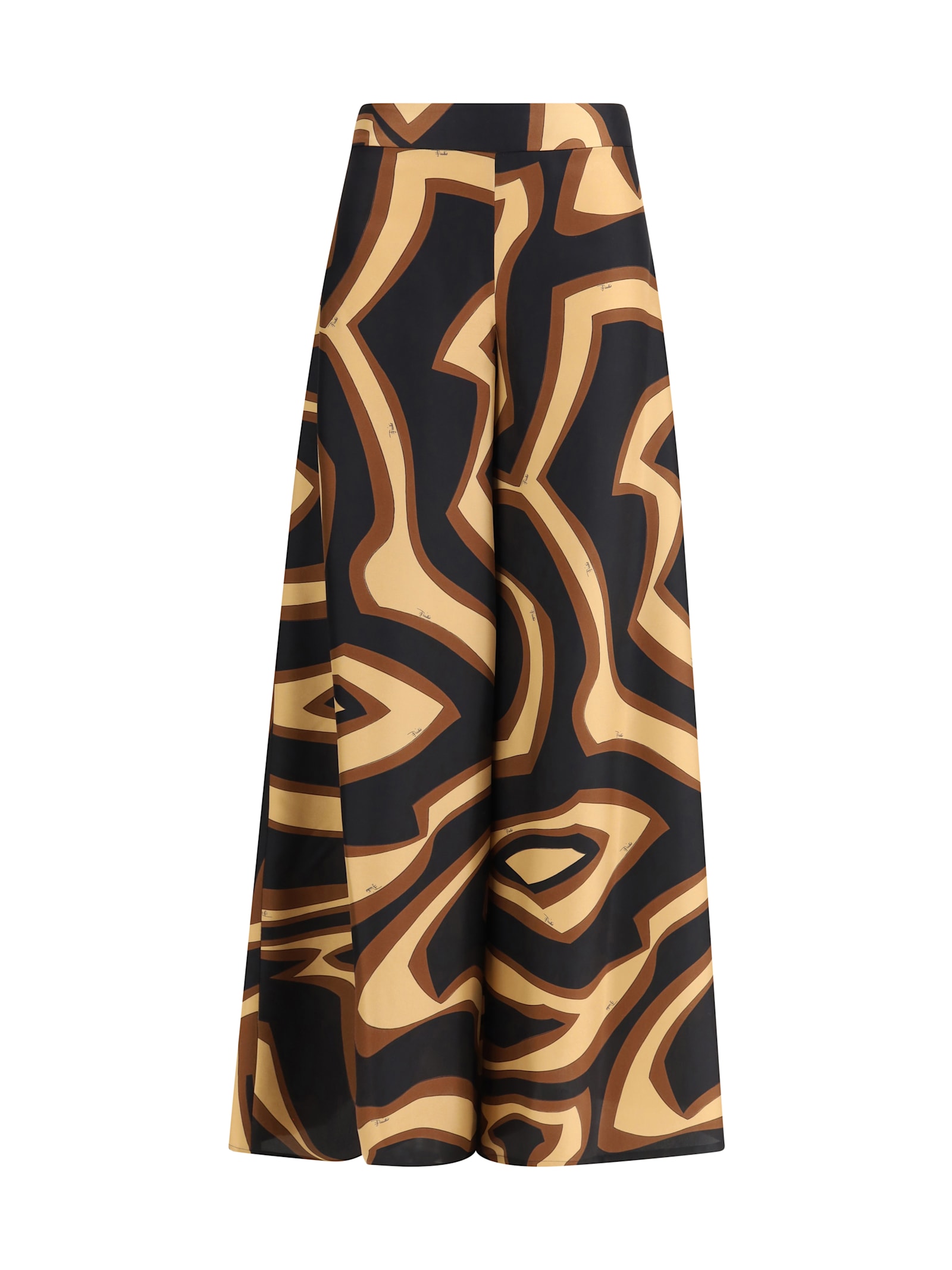 Pucci Multicolor Silk Casual Pants In Black