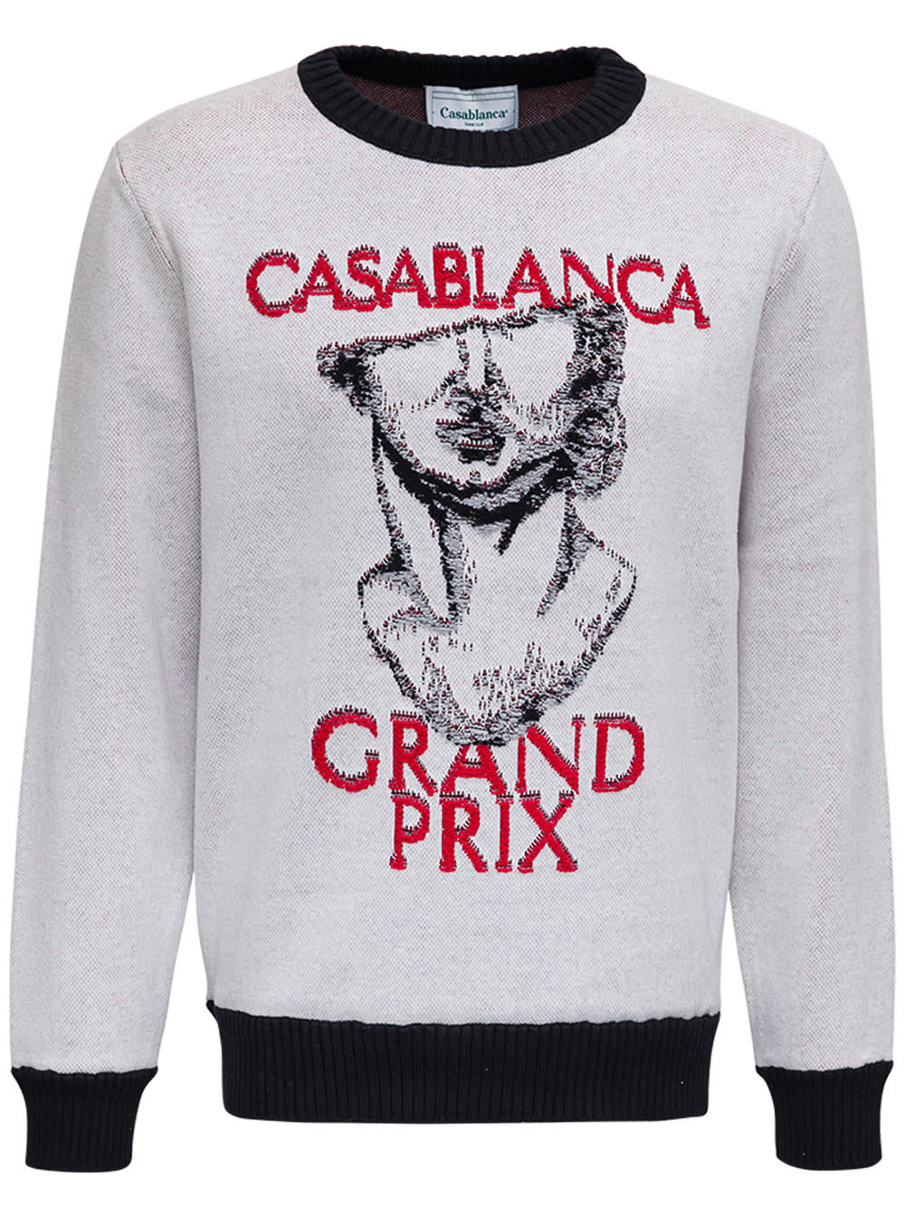 Casablanca Grey Cotton Sweatshirt With Grand Prix Print