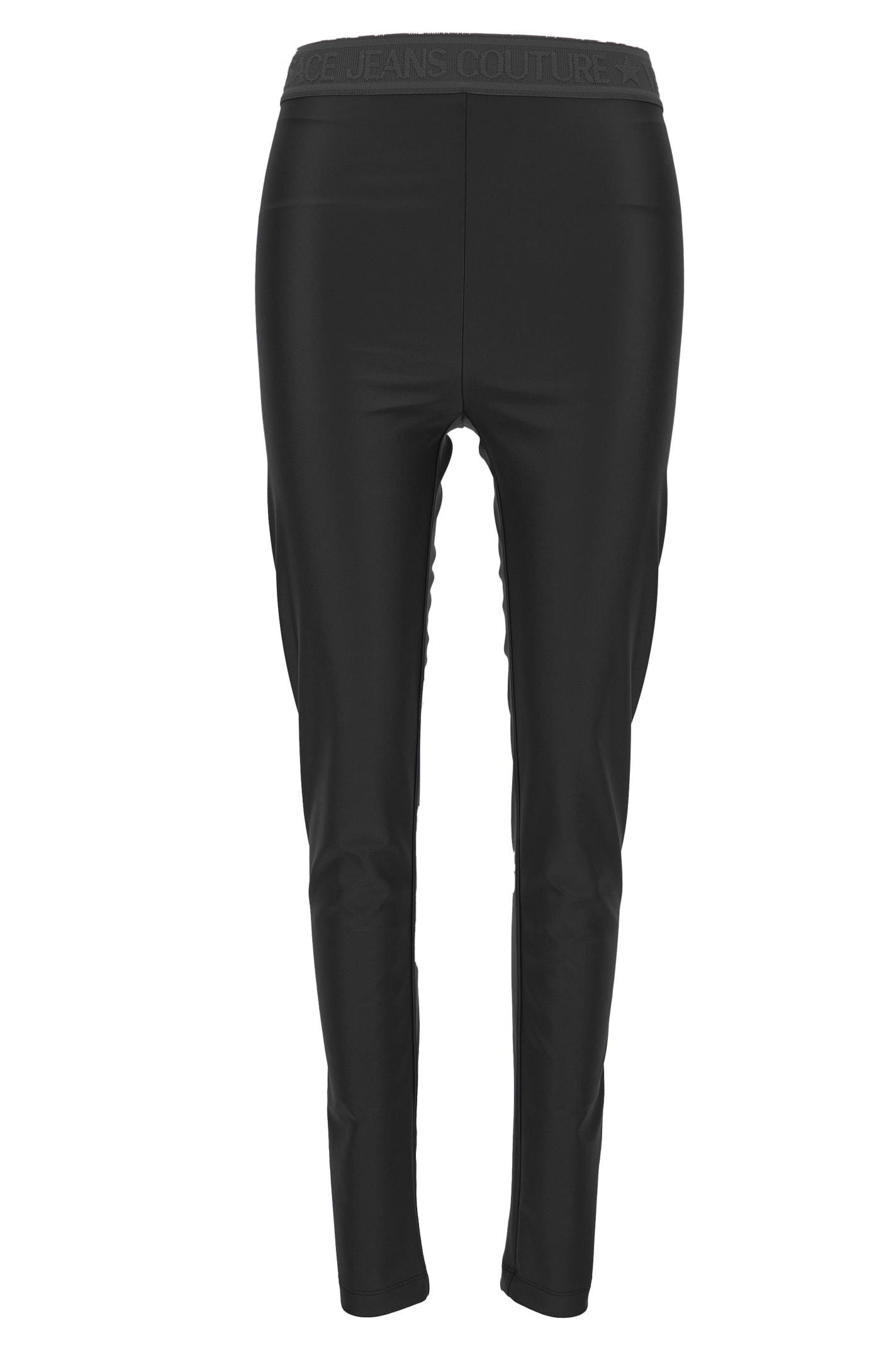 Versace Jeans Couture Leggings With Logoed Band In Black