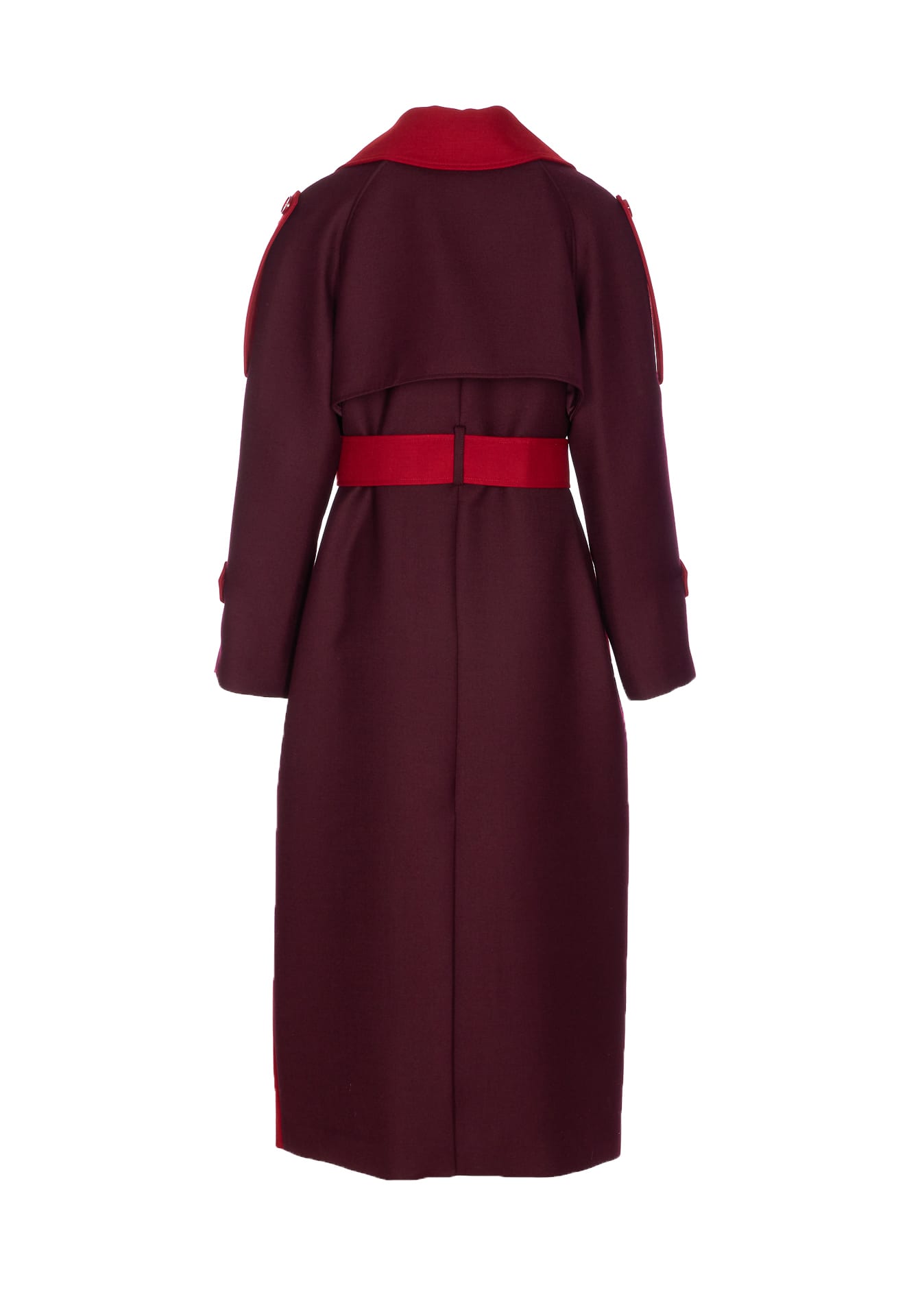 Patrizia Pepe Double-breasted Wool Trench Coat In Red