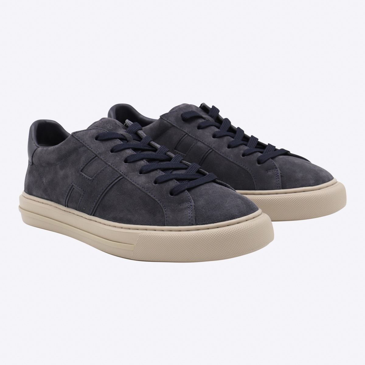 Hogan H691 Lace-up Sneakers With Embossed Branding And Memory Foam Insole In Blue