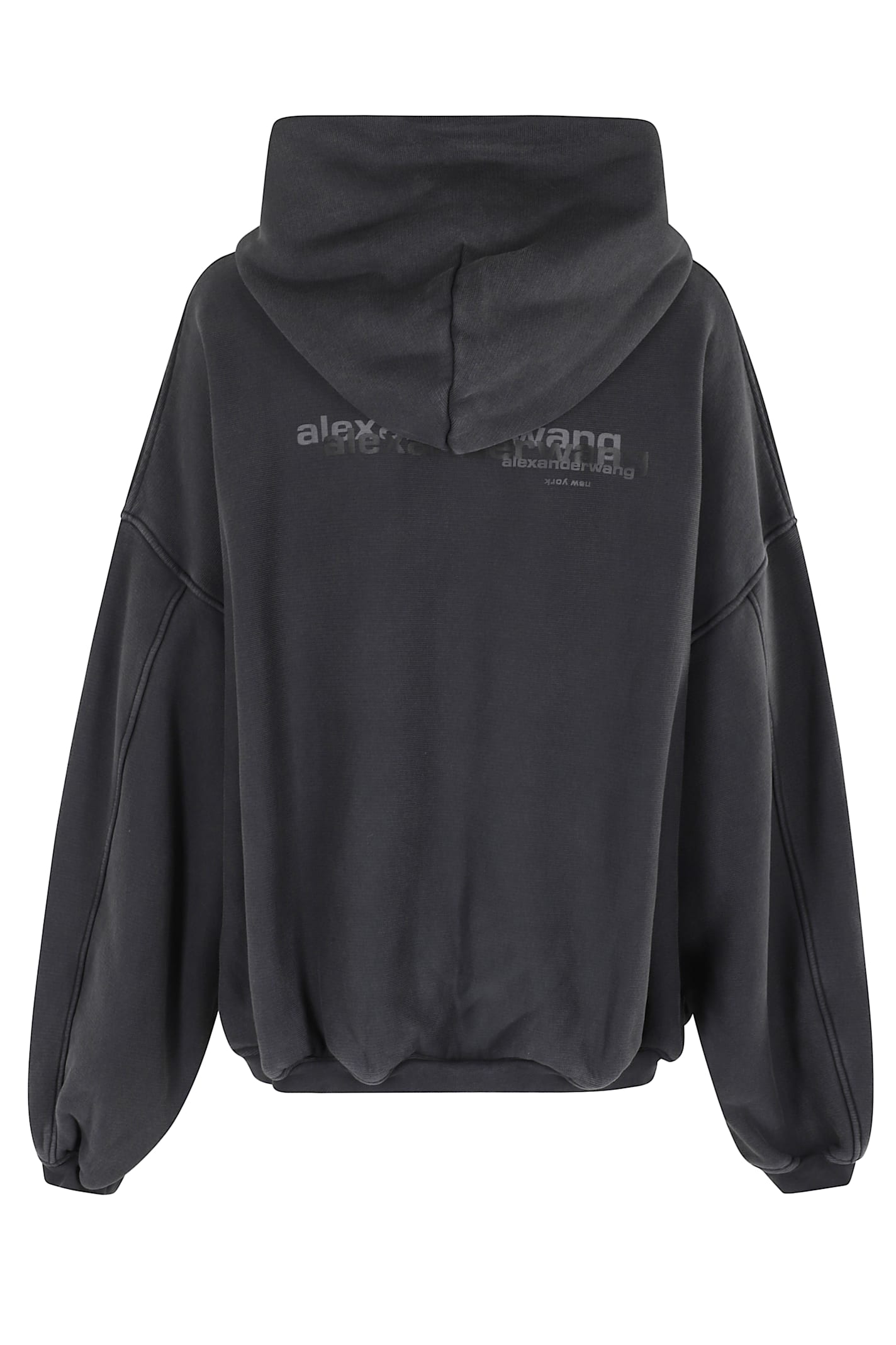 Alexander Wang Balloon Silhouette Zip-up Hoodie In Black
