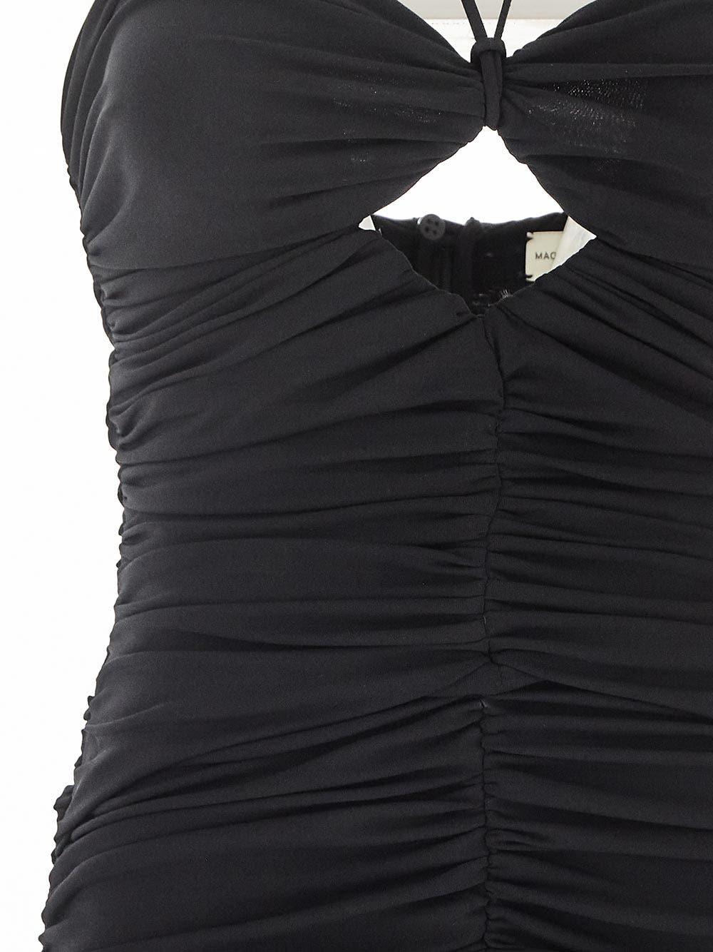 Magda Butrym Ruched Cutout Stretch-jersey Halterneck Mini Dress In Black