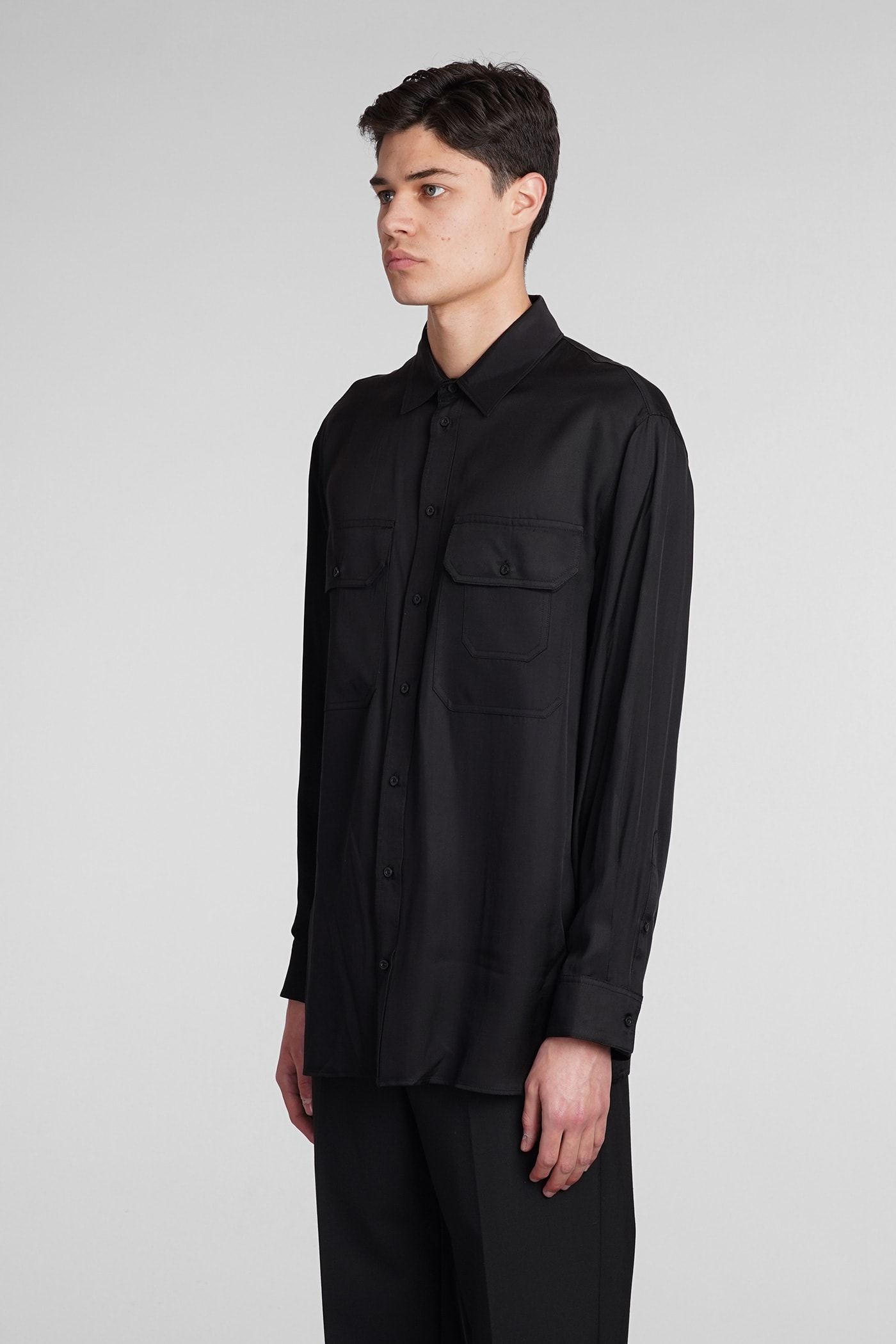 Shop Neil Barrett Shirt In Black Viscose In Nero