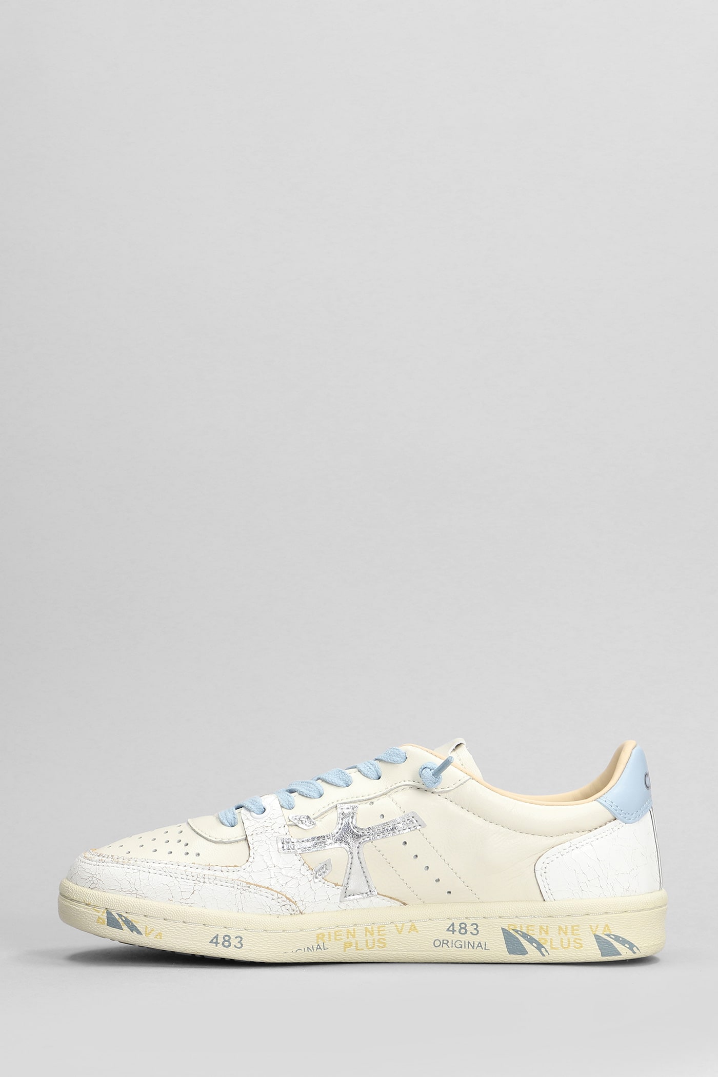 Shop Premiata Bskt Clay Sneakers In Beige Leather