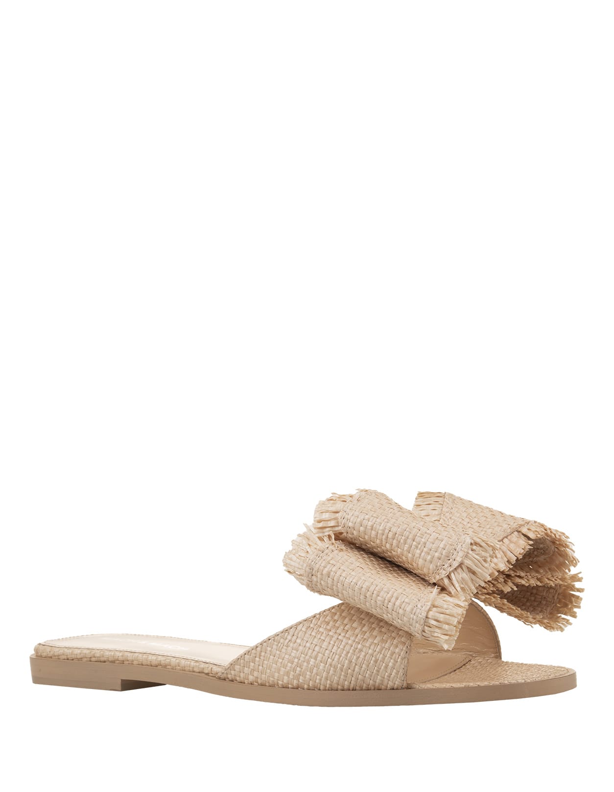 Shop Mach &amp; Mach Flat Sandals With Bow In Natural Raffia In Brown