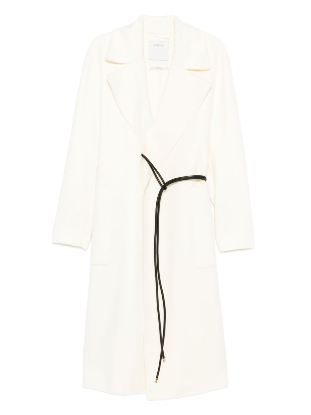 Sportmax Abate Belted Wool Long Coat In White