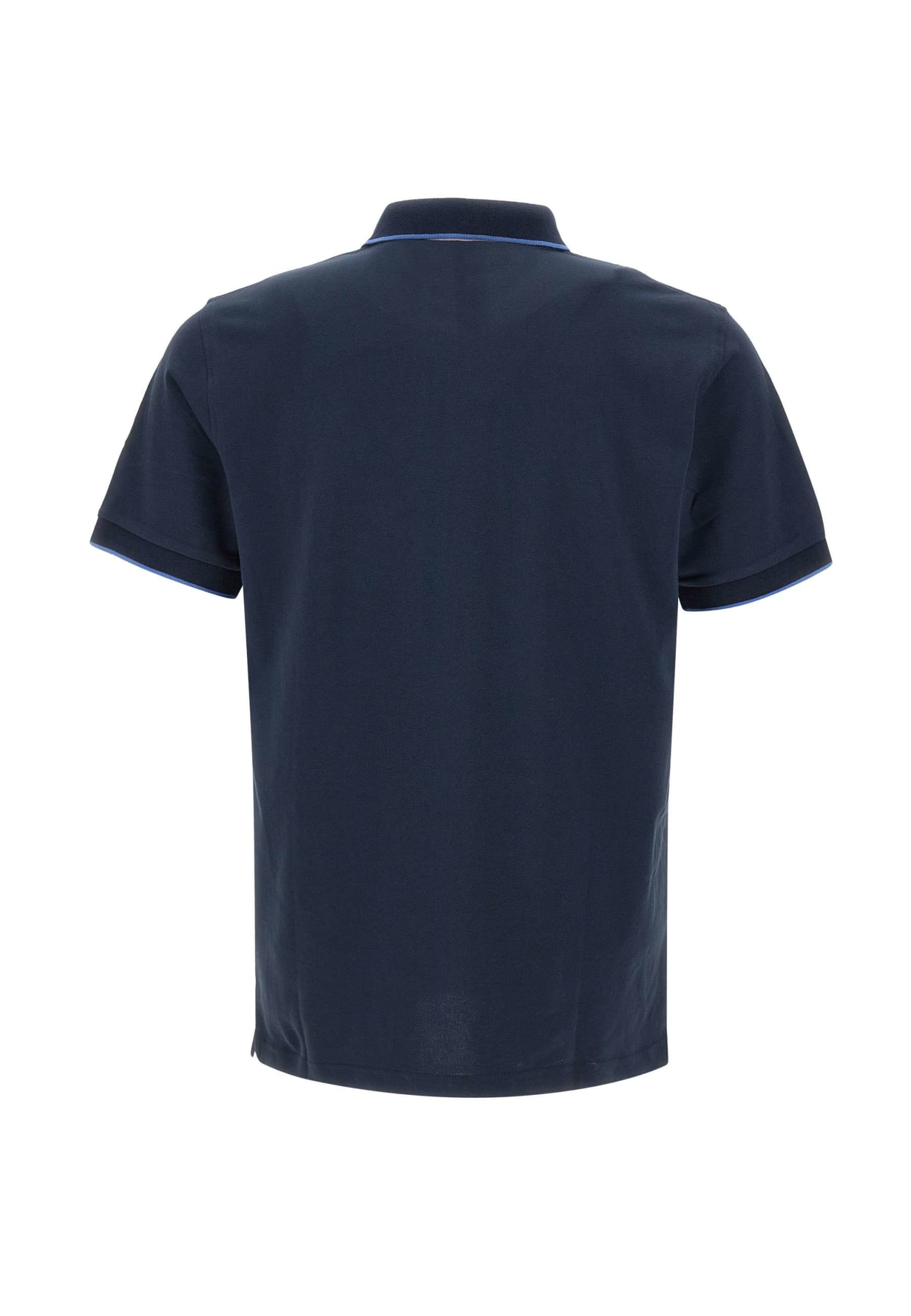 Shop Sun 68 Print Pocket Cotton Polo Shirt In Blue