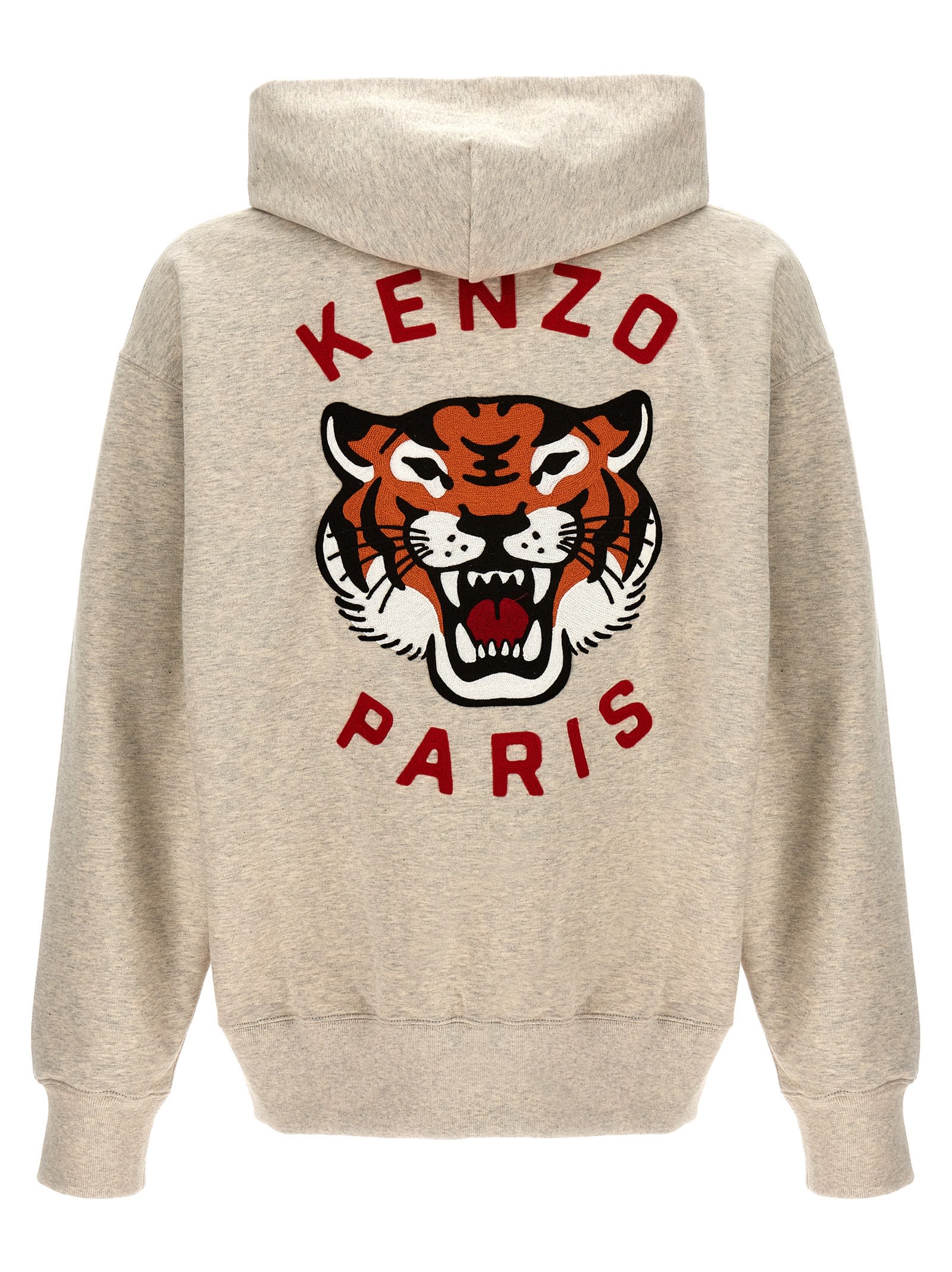Shop Kenzo Lucky Tiger Hoodie In Gray