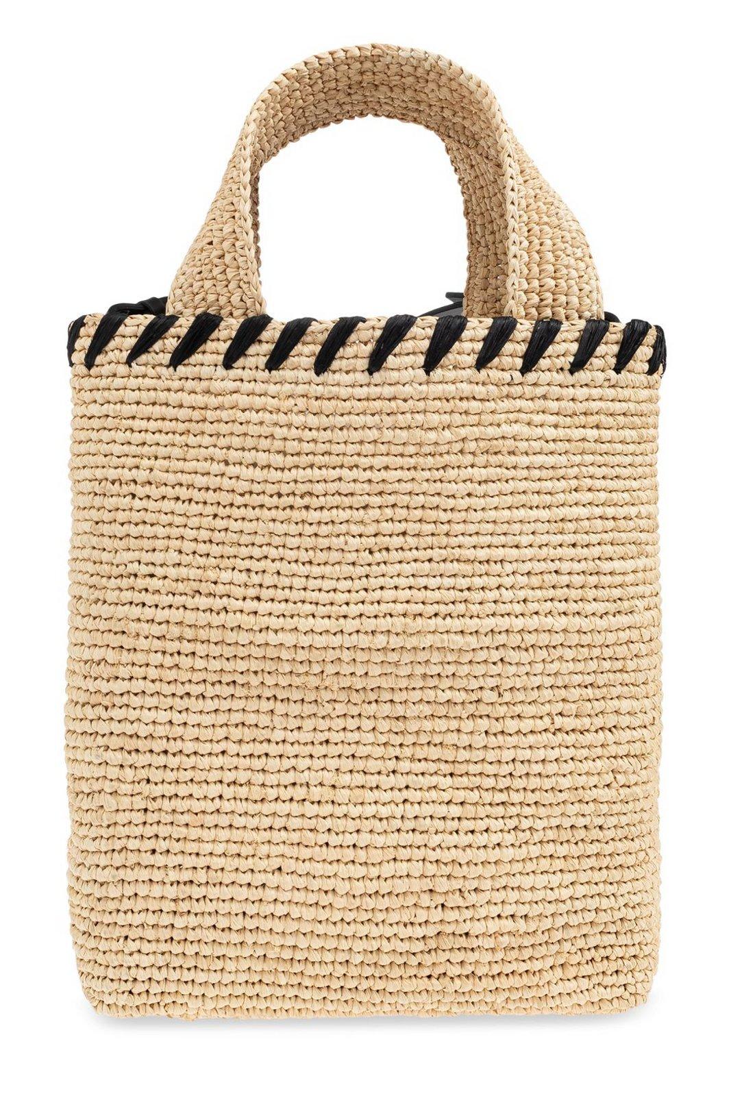 Shop Lanvin Nano Tote Bag In Natural Black