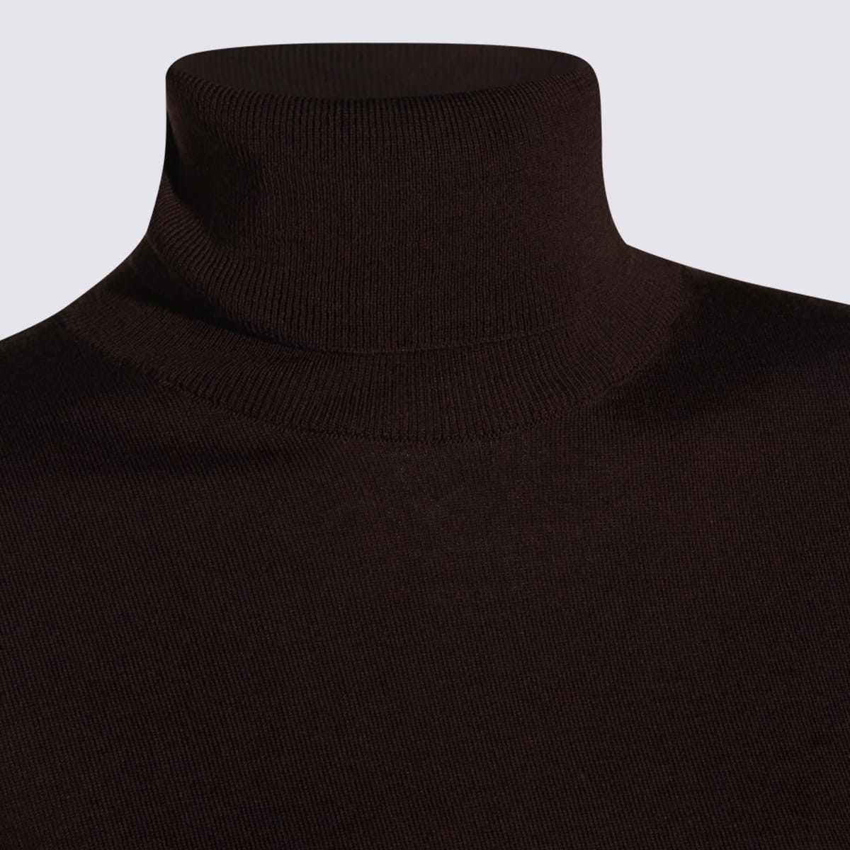 Zanone Long Sleeve Turtleneck Knitwear With Ribbed Texture In Brown