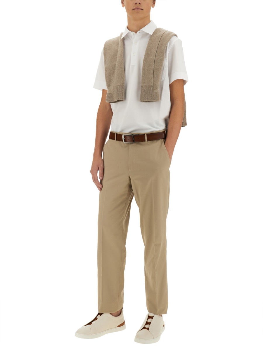 Shop Zegna Cotton Polo In White