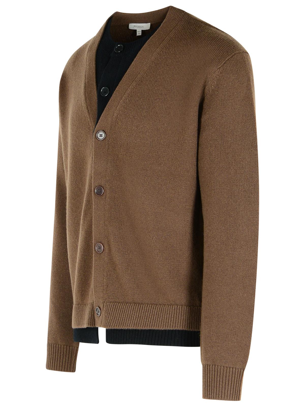 Jw Anderson Brown Cashmere Blend Layered Cardigan In Gray