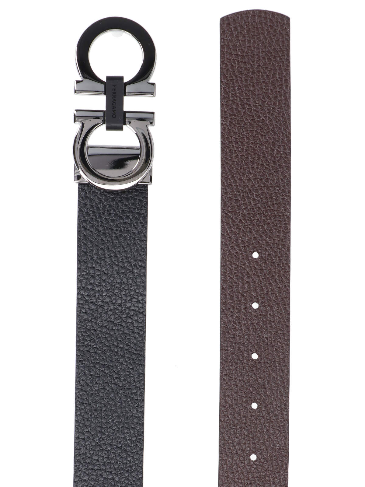 Shop Ferragamo Gancini Reversible Belt In Black