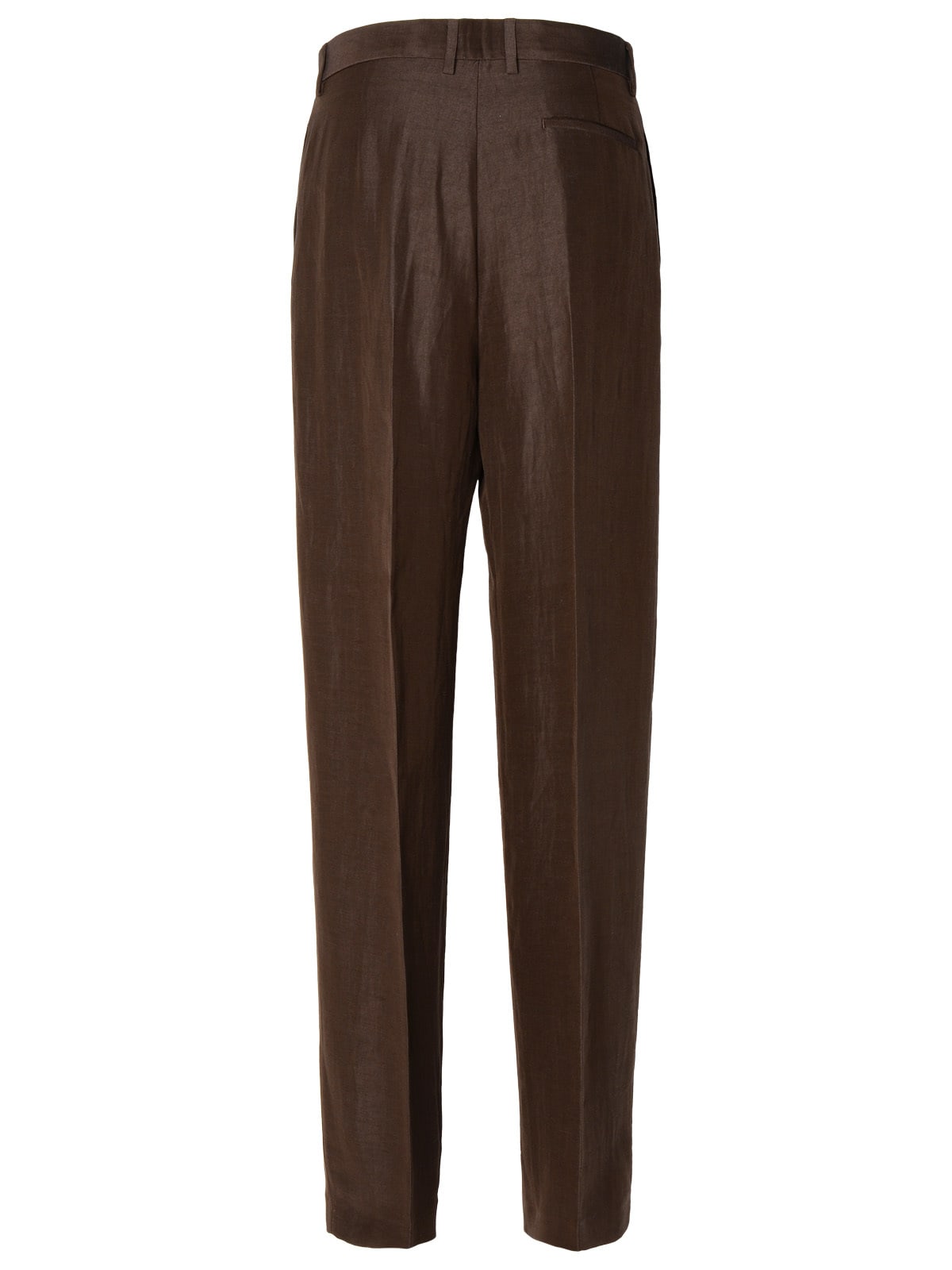 Shop Msgm Brown Linen Blend Trousers