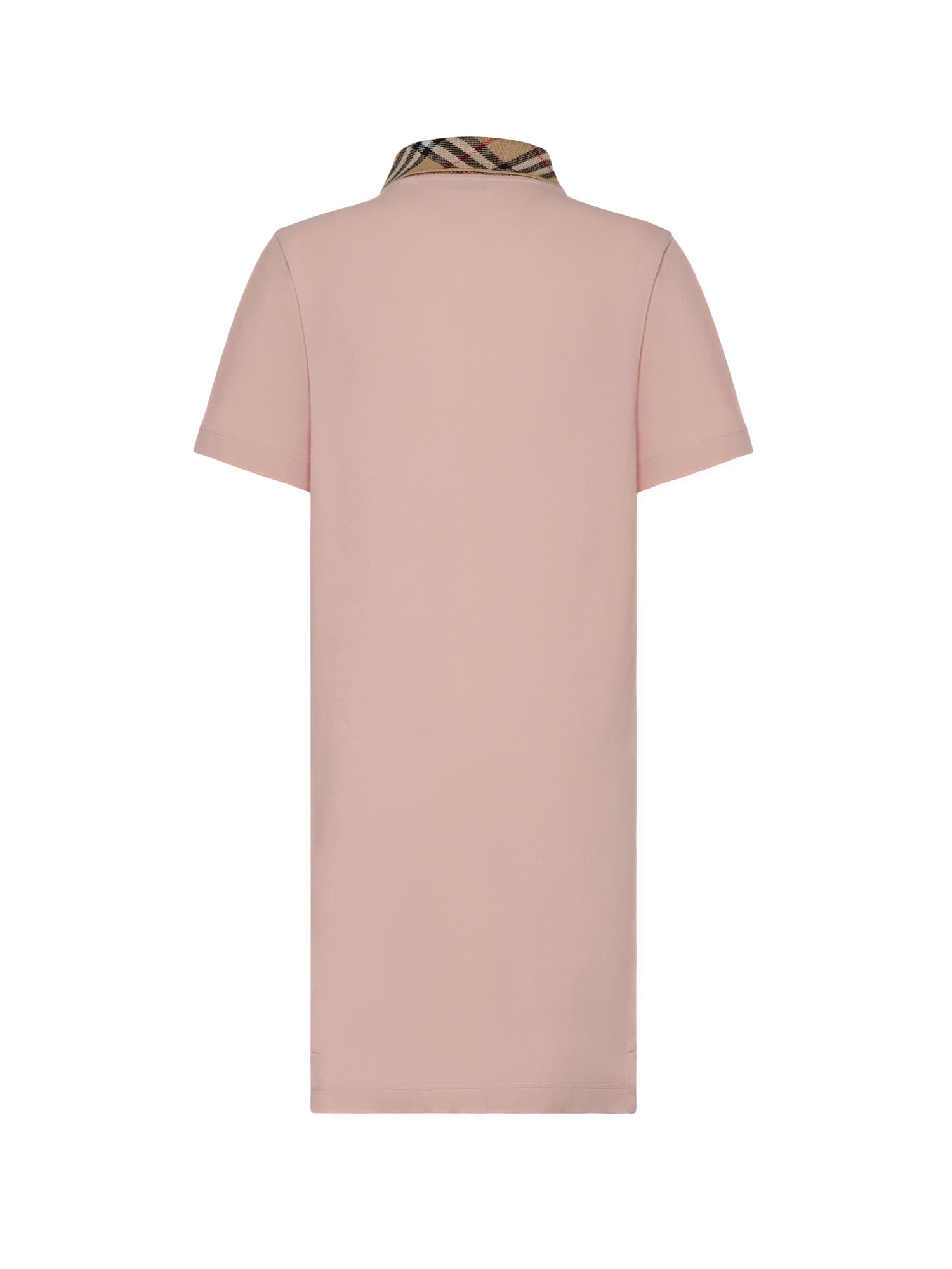 Burberry Piquet Polo Dress Checked Collar Short Sleeves In Pink