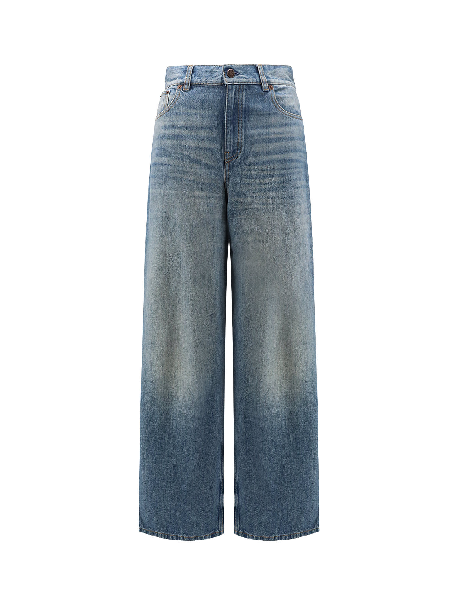 Chloé Blue Denim Jeans With Logo Label On The Back In Multi