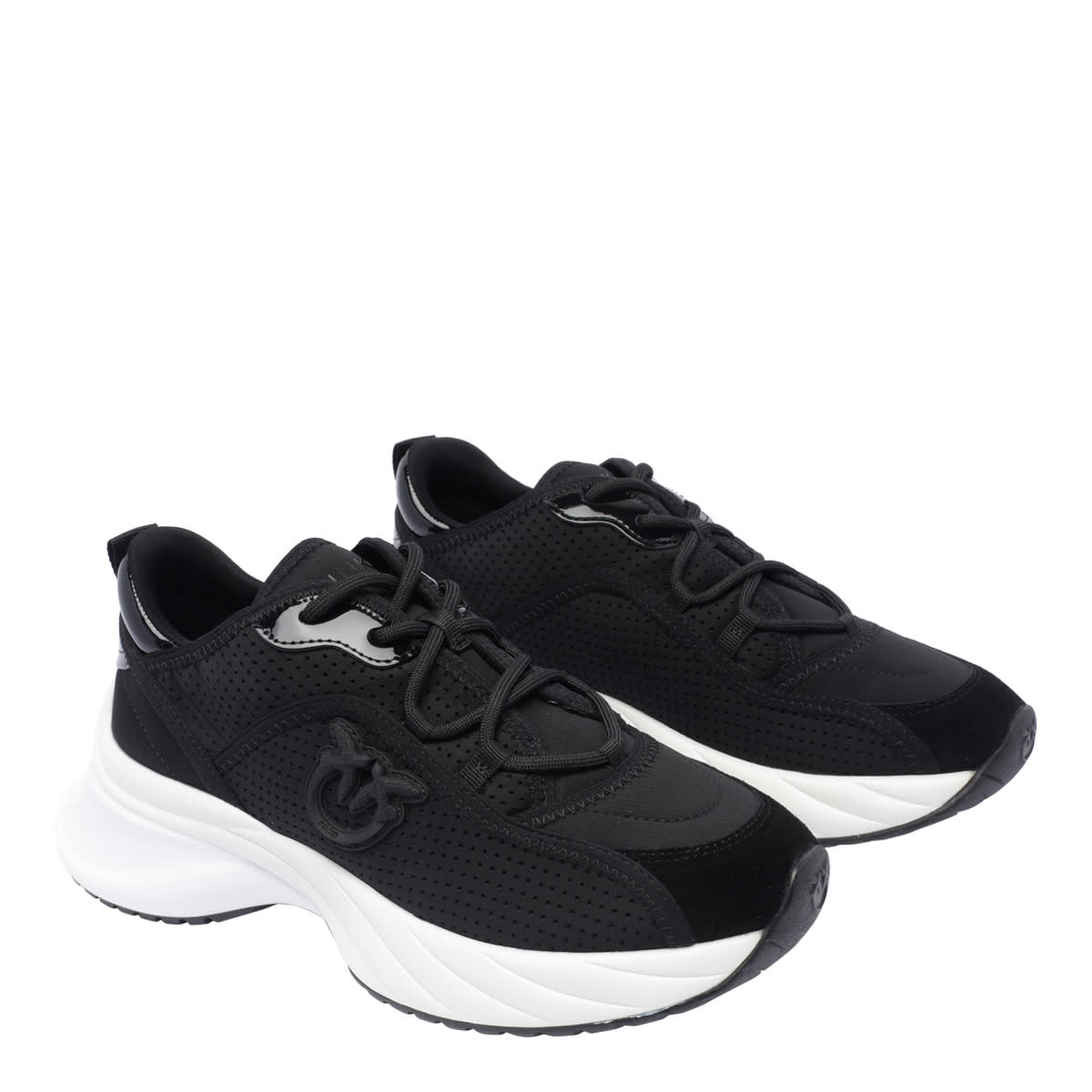 Pinko Wave Toe Perforated Sole Sneakers In Black