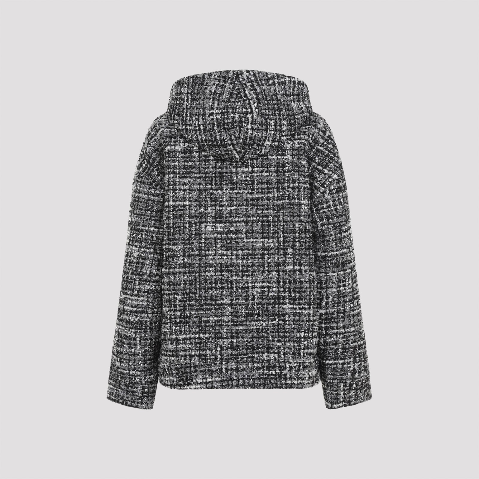 Shop Valentino Double Tweed Jacket In R Nero Grigio