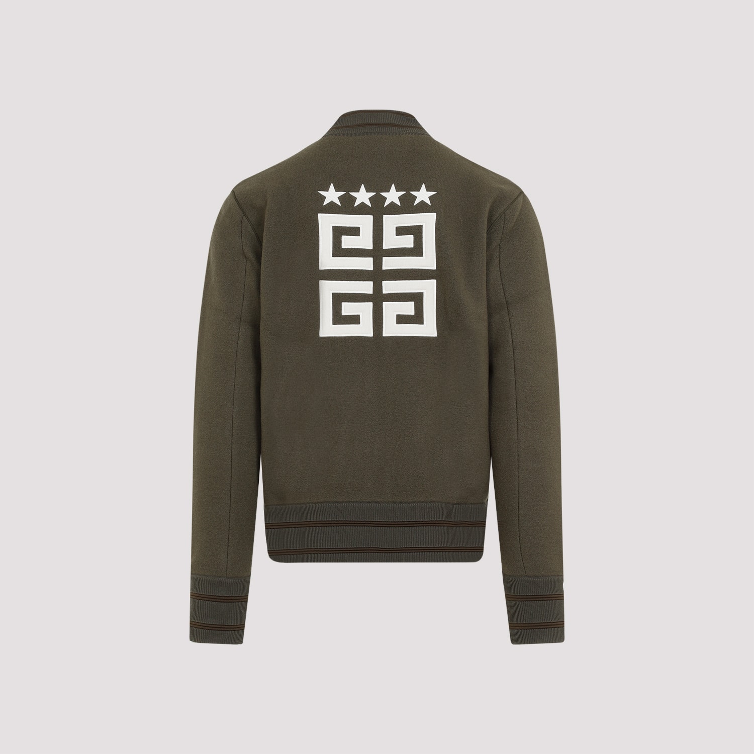 Shop Givenchy Knitted Varsity Jacket In Khaki