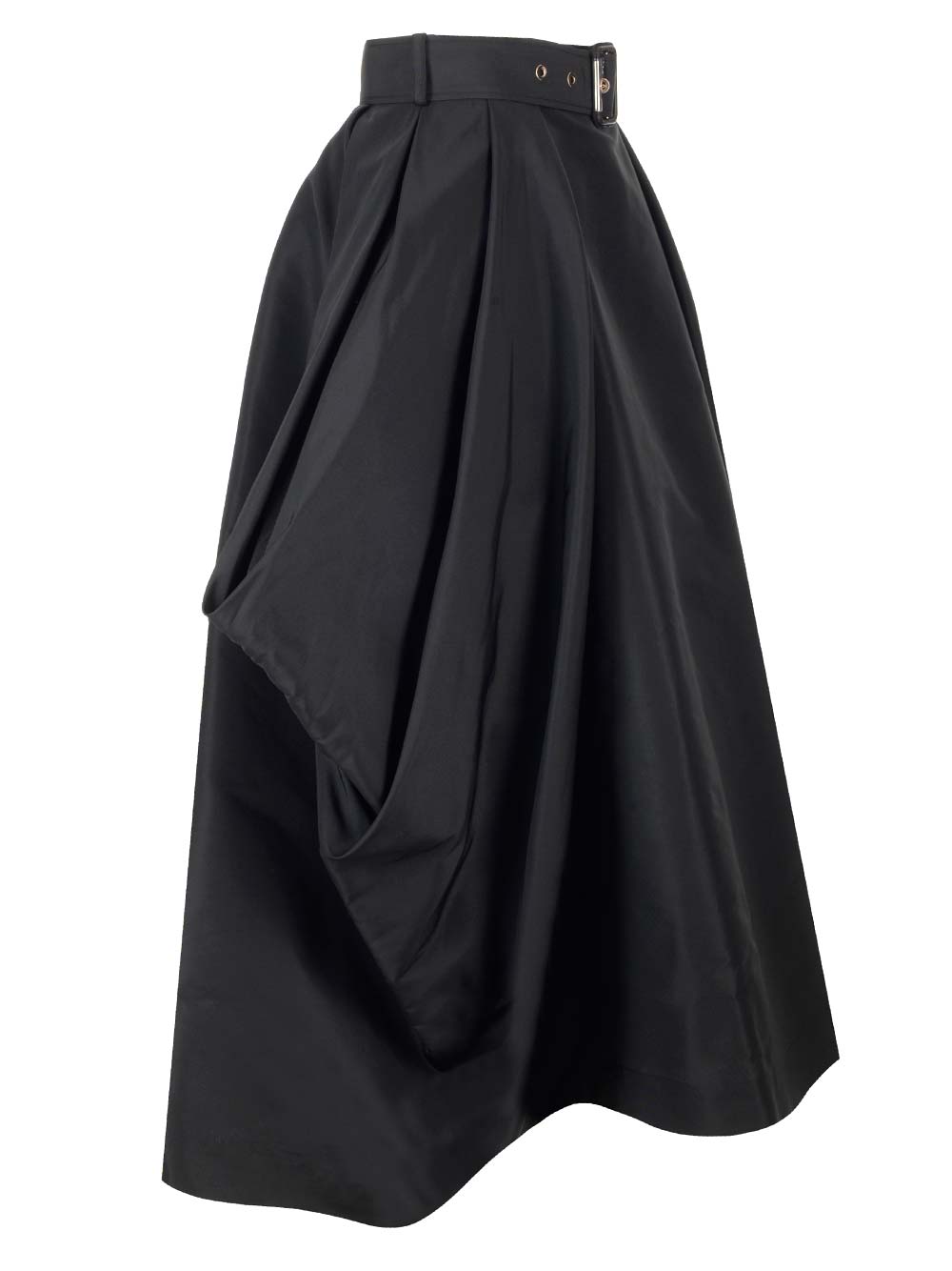 Shop Alexander Mcqueen Black Midi Skirt In Nero