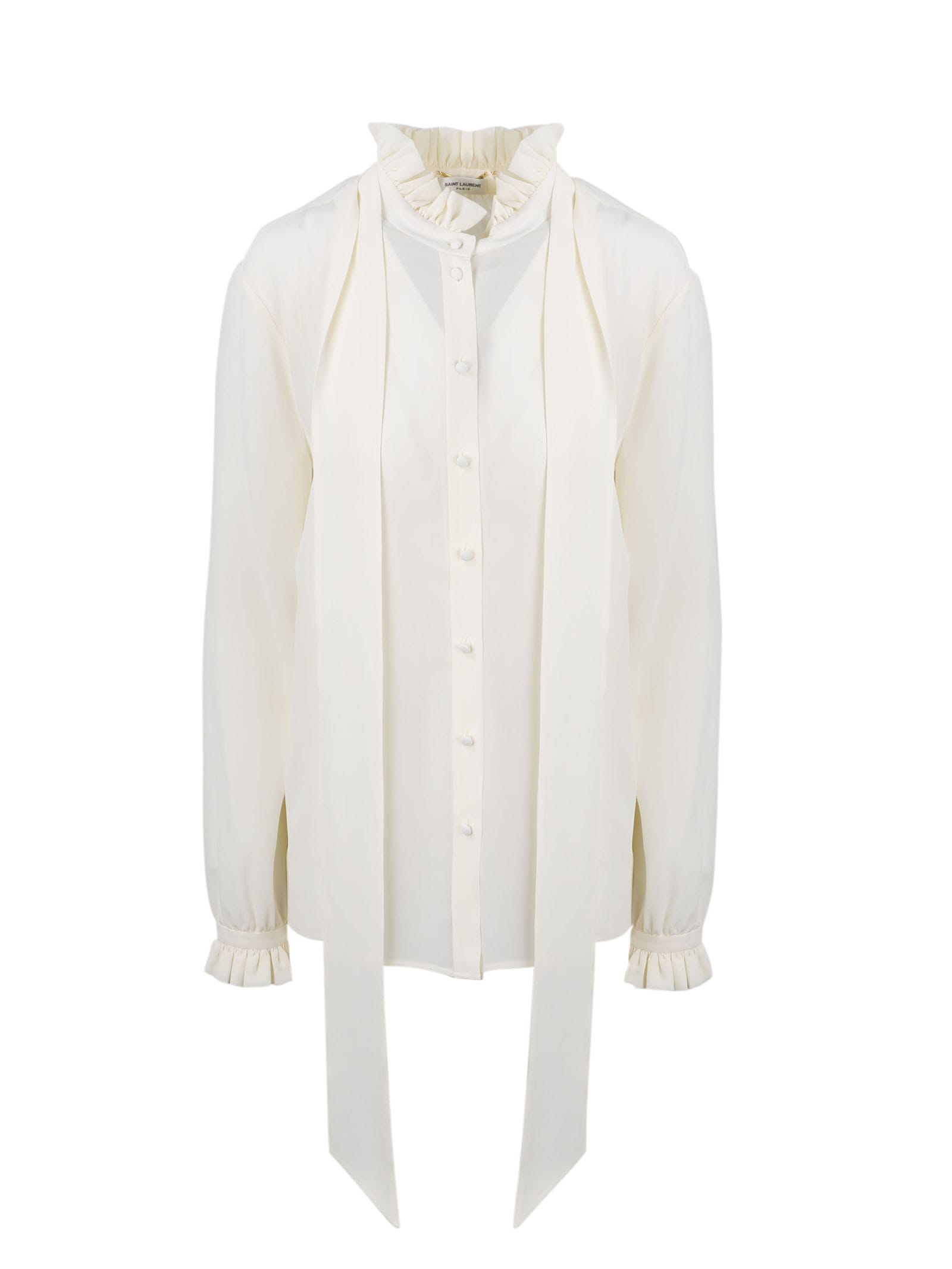 Saint Laurent Blouse In Crepe De Chine And Rouches