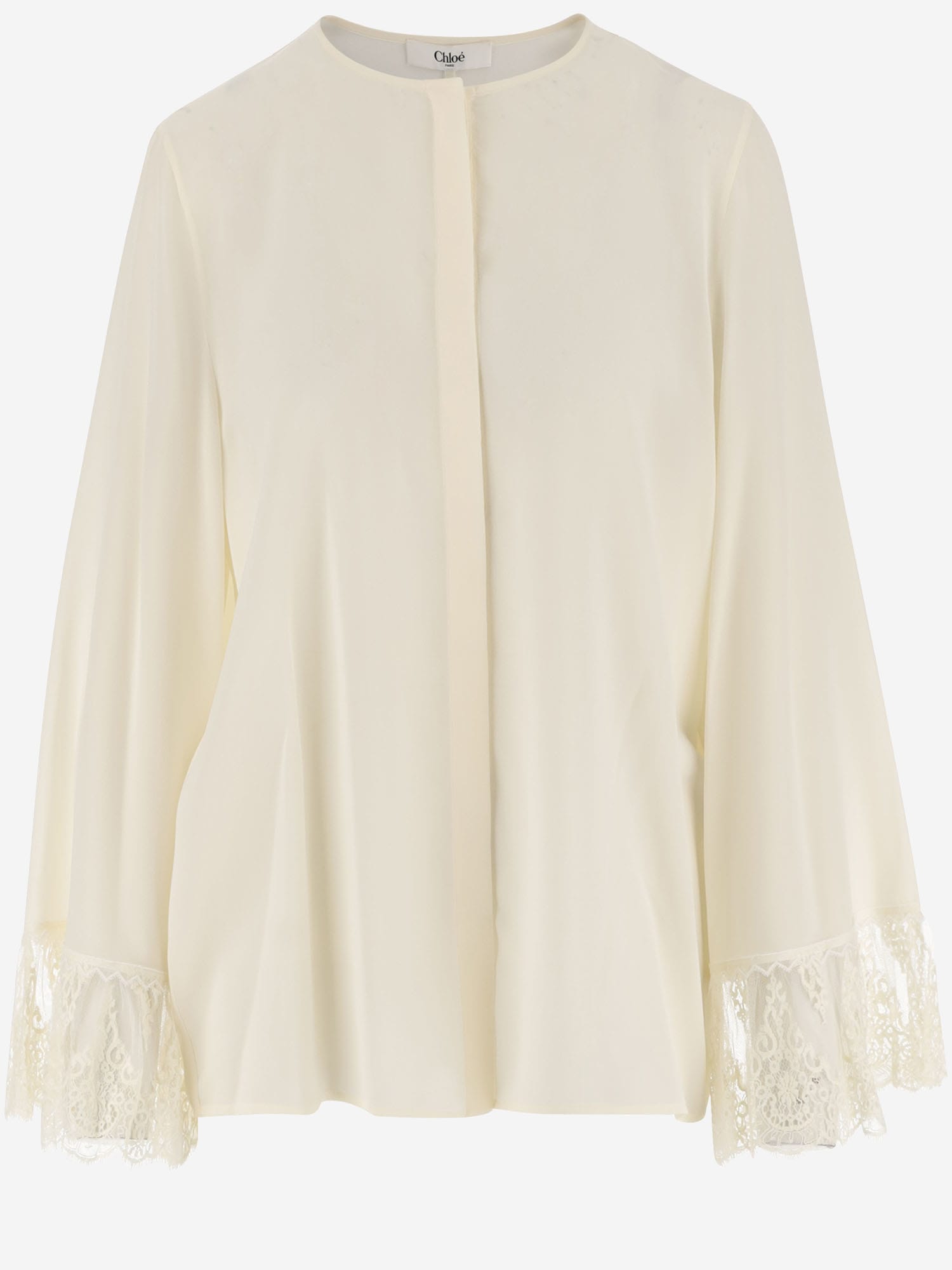 Shop Chloé Crepe De Chine Shirt In Ivory