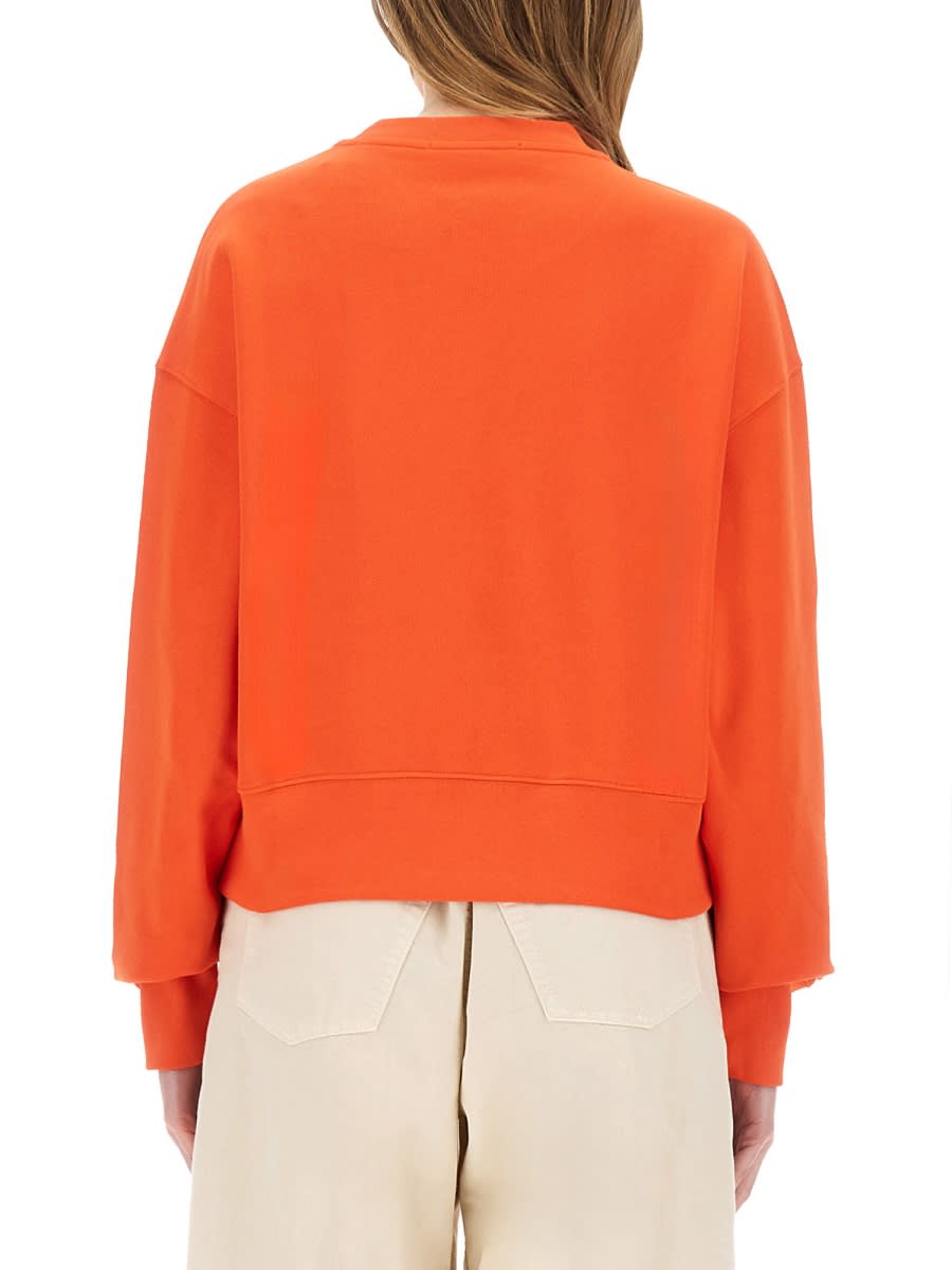 Msgm Logo Printed Crewneck Sweatshirt In Red