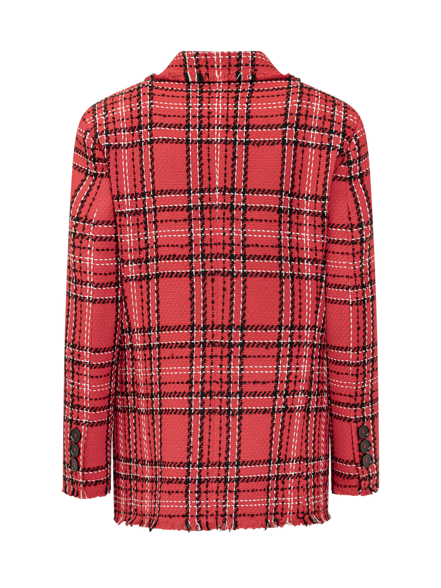 Shop Msgm Check Blazer In Red