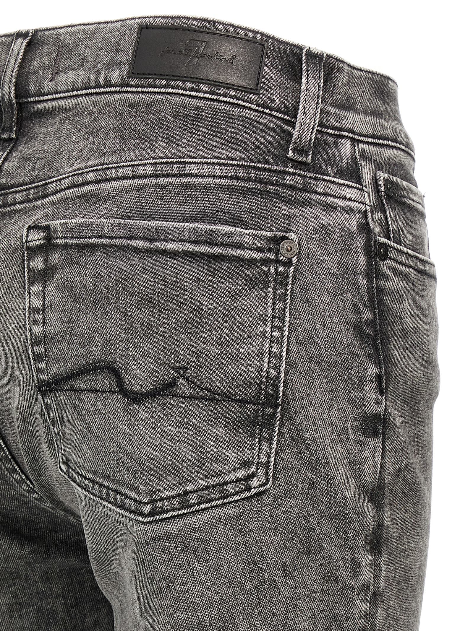 7 For All Mankind Low-rise Straight-leg Jeans In Gray