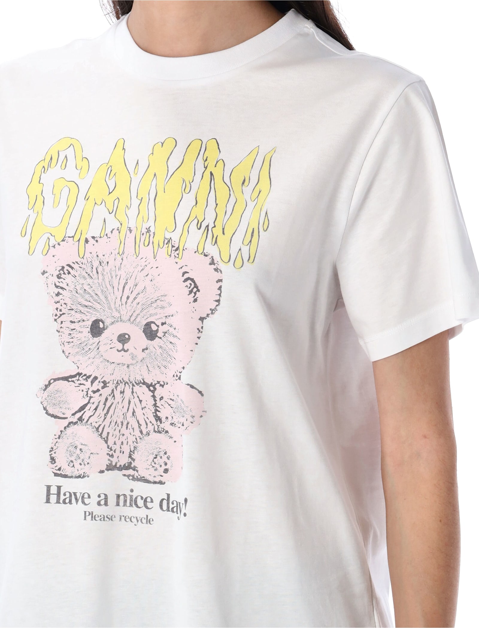 Ganni Loulou Black Wool Blend Oversize Safi Sweater In White