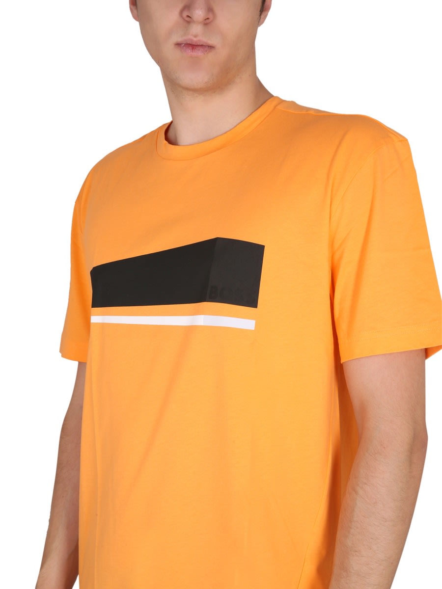 Shop Hugo Boss Logo Print T-shirt In Orange