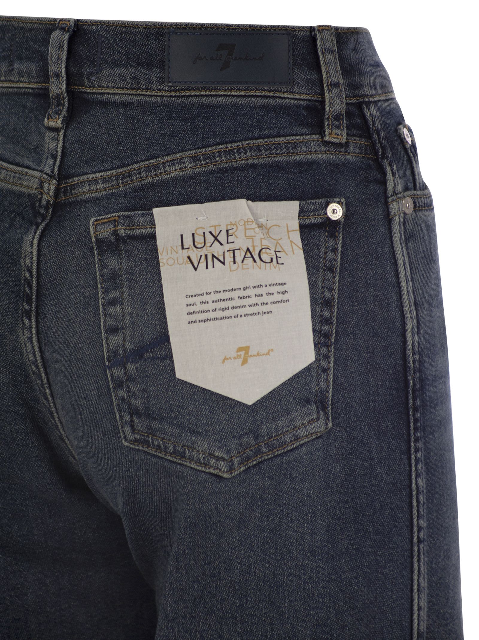 7 For All Mankind Lotta Bay Mid - High-waisted Jeans In Dark Denim