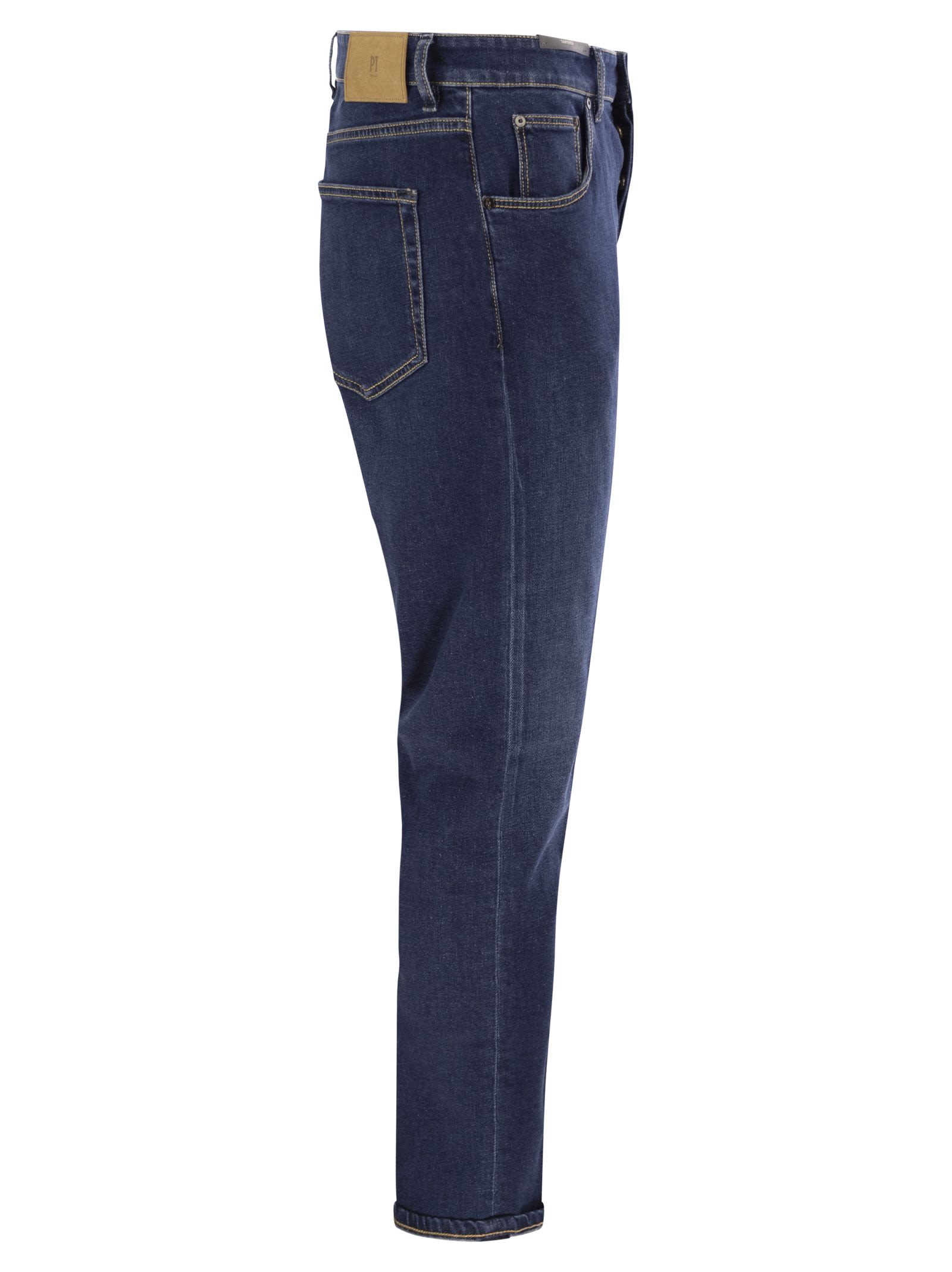 Pt Torino Blue Cotton Jeans In Blue