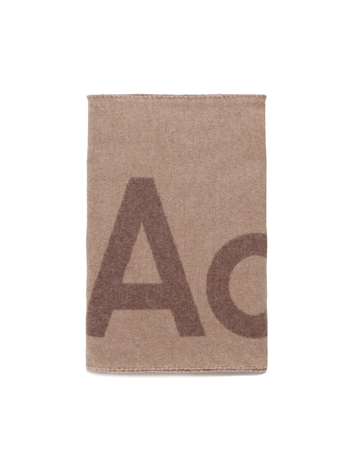 Acne Studios Logo Wool Blend Scarf In Camel Brown