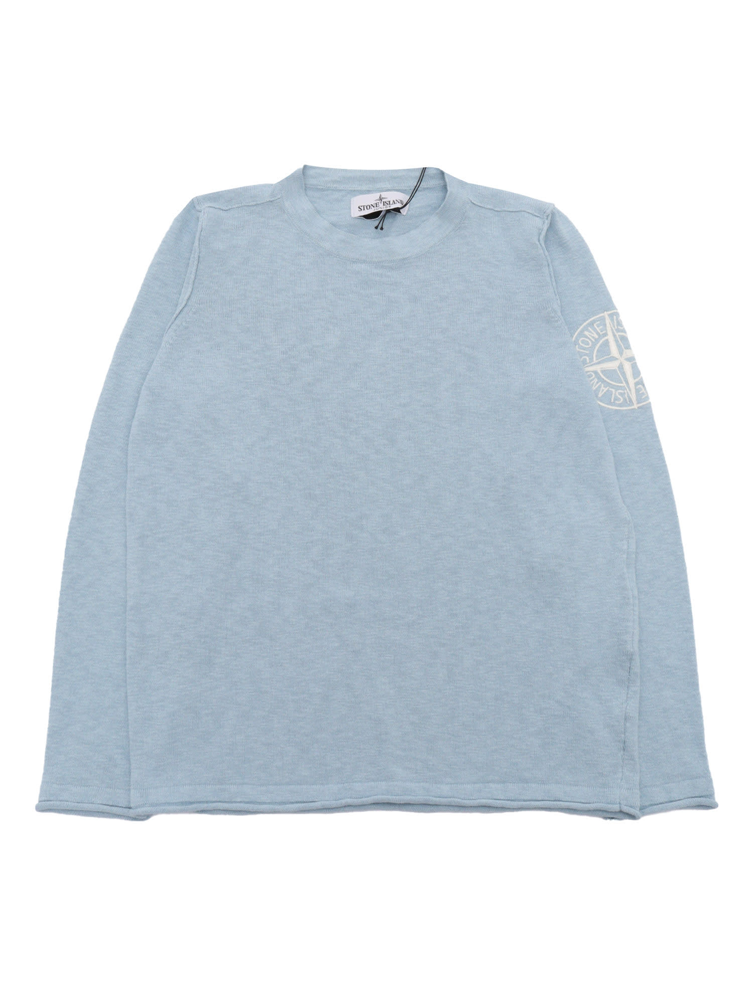 Stone Island Logo-patch Long-sleeve Sweatshirt In Blue