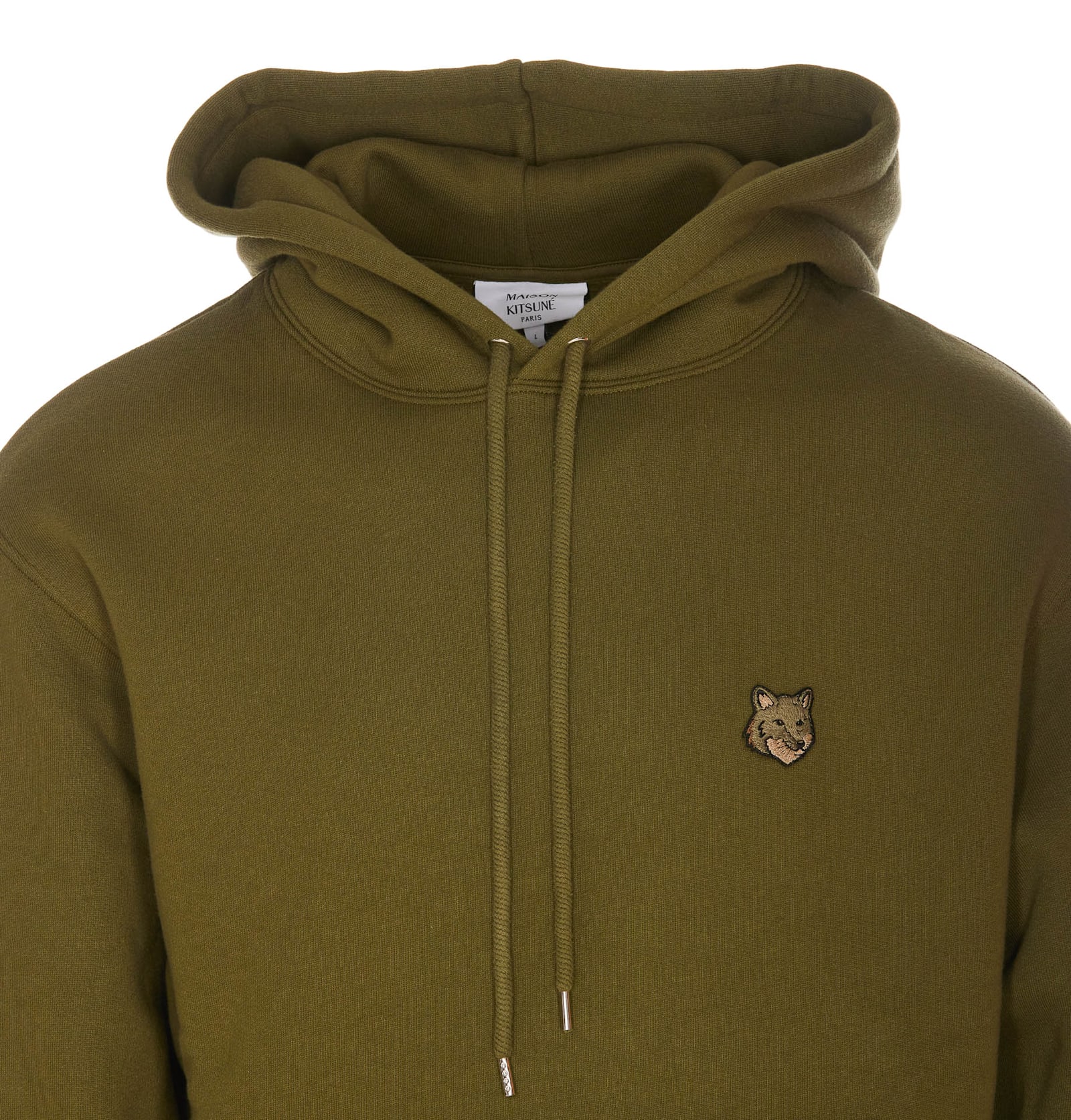 Shop Maison Kitsuné Fox Head Patch Logo Hoodie In Green