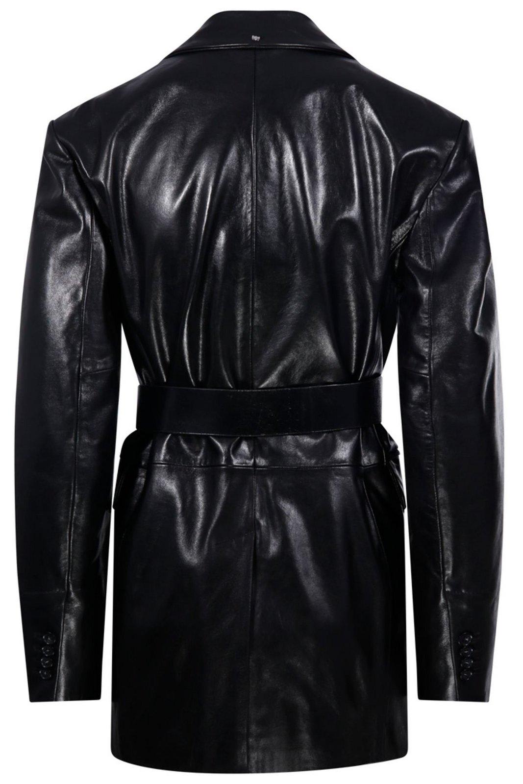 Sportmax Belted Lapel Collar Jacket Pockets In Black