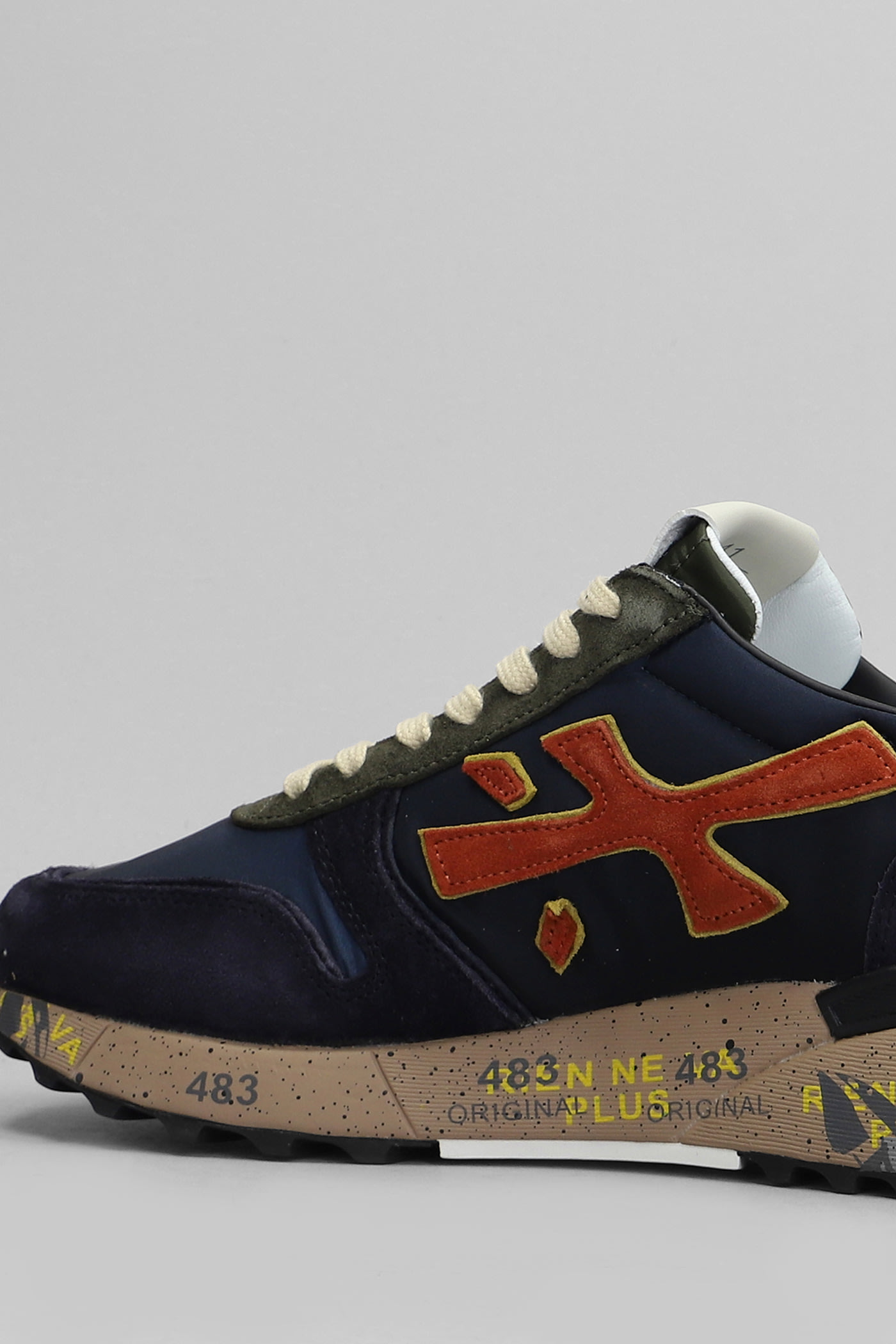 Shop Premiata Mick Sneakers In Blue Suede And Fabric