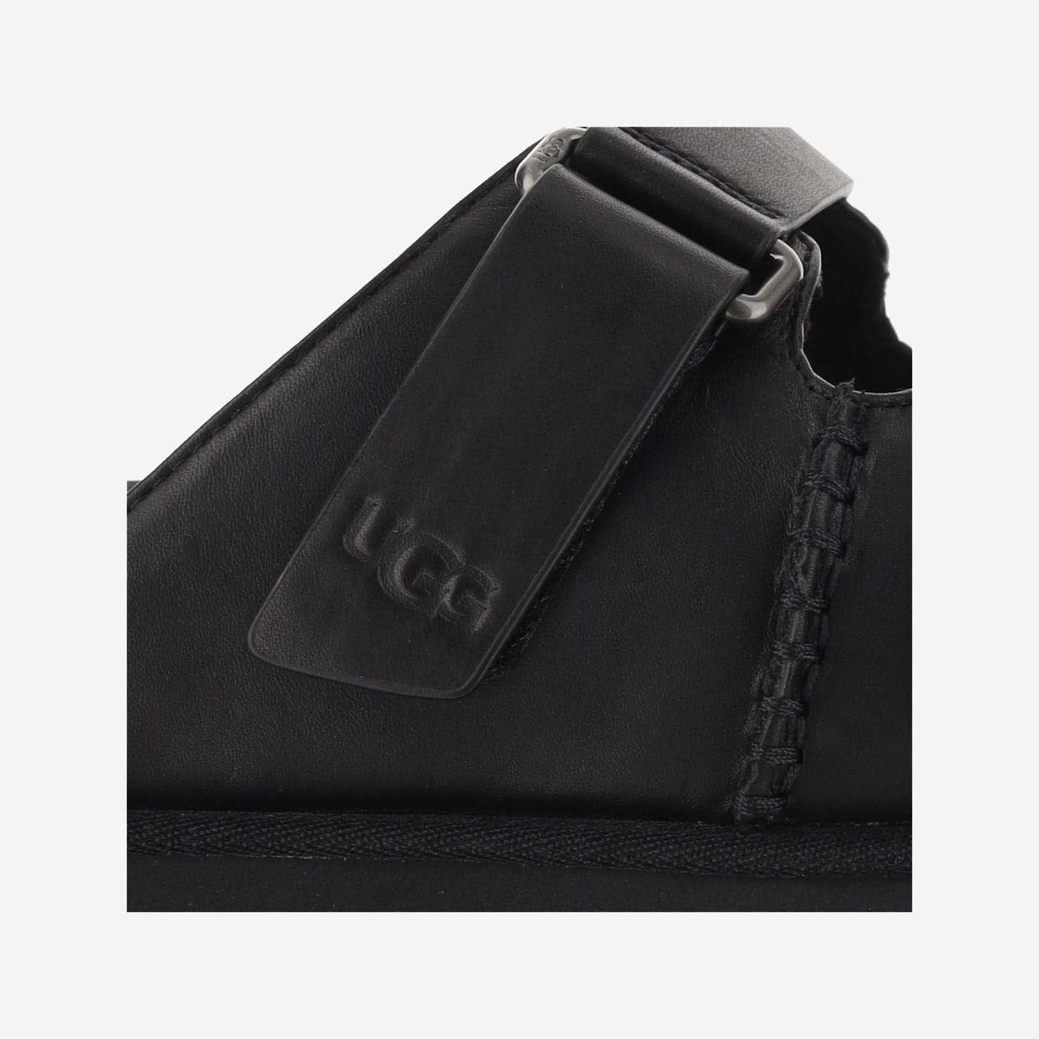 Shop Ugg Goldenstar Hi Leather Sandals In Black