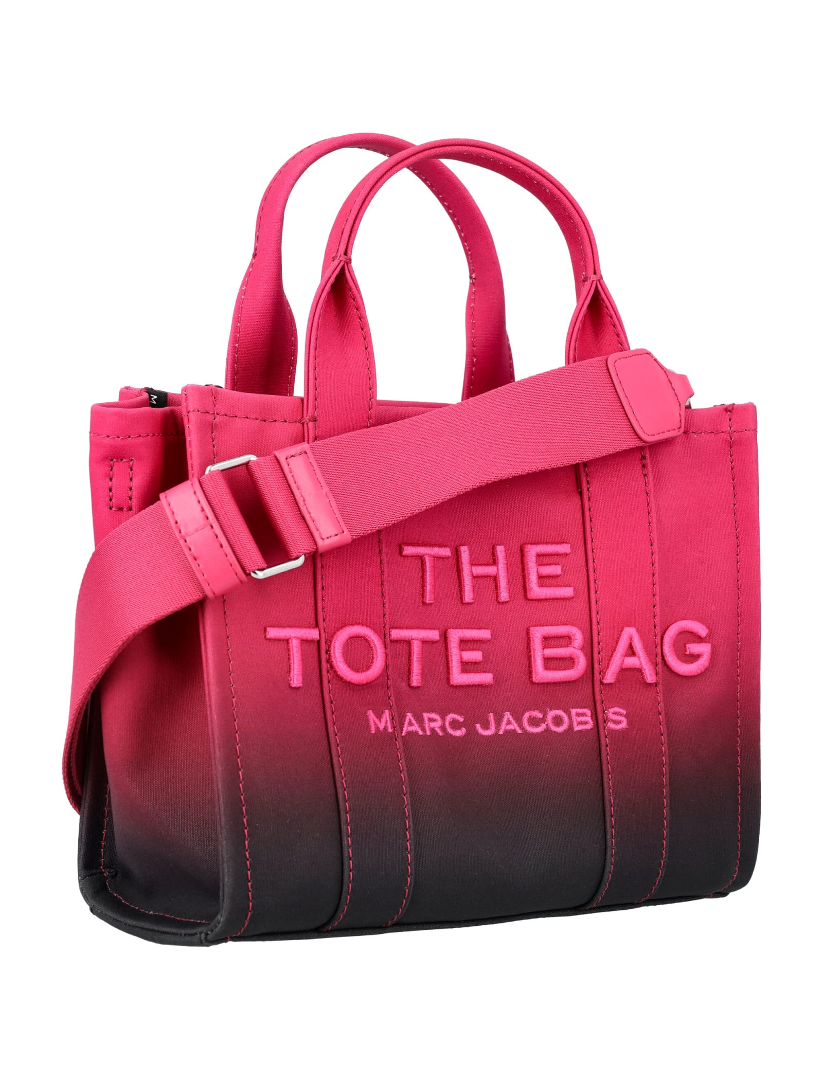 Shop Marc Jacobs The Ombré Coated Canvas Small Tote Bag In Black Hot Pink